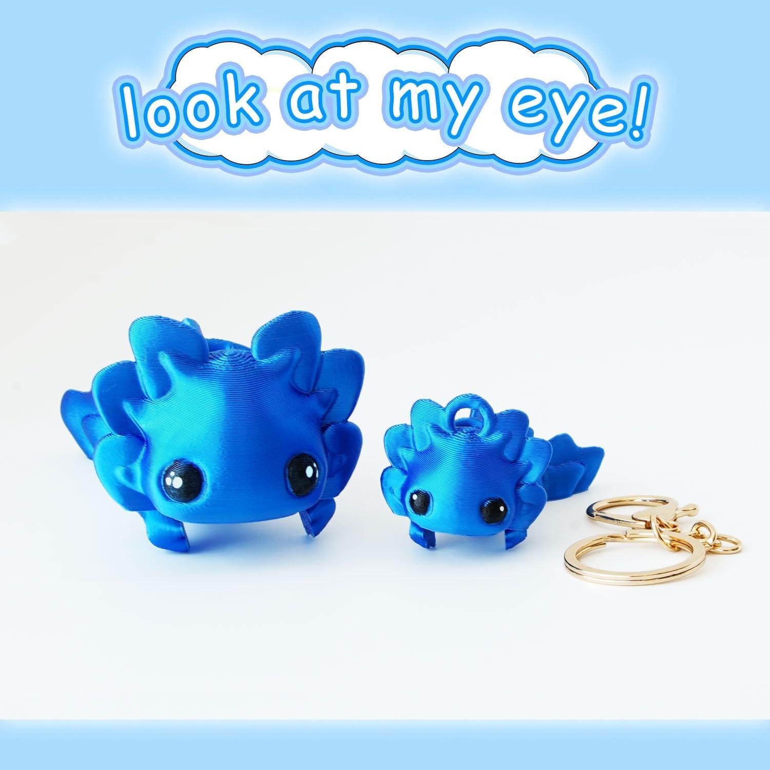 Llavero Axolotl 3D HiesDeosn Azul Flexible 13 cm