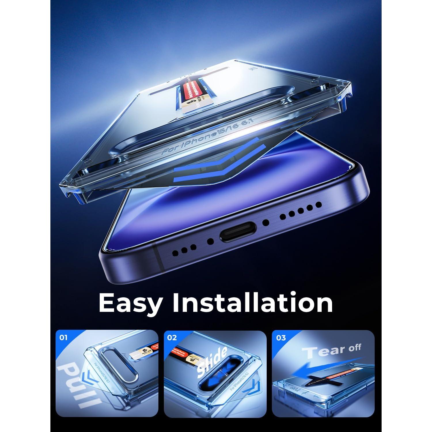 Protector de Pantalla Vidrio Templado MAGIC JOHN para iPhone 16 6.1" - Paquete de 2