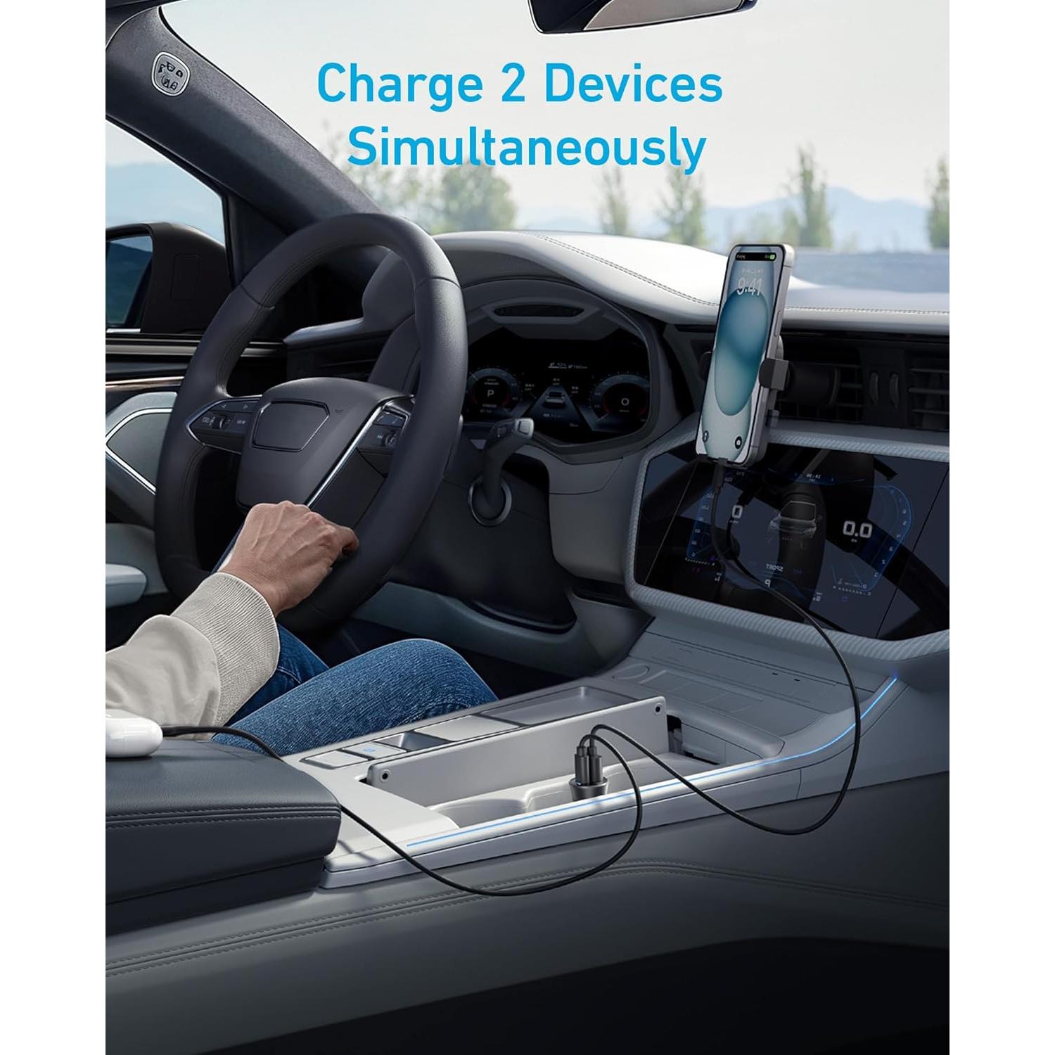 Cargador de coche USB-C Anker B2741, 30W, 2 Puertos