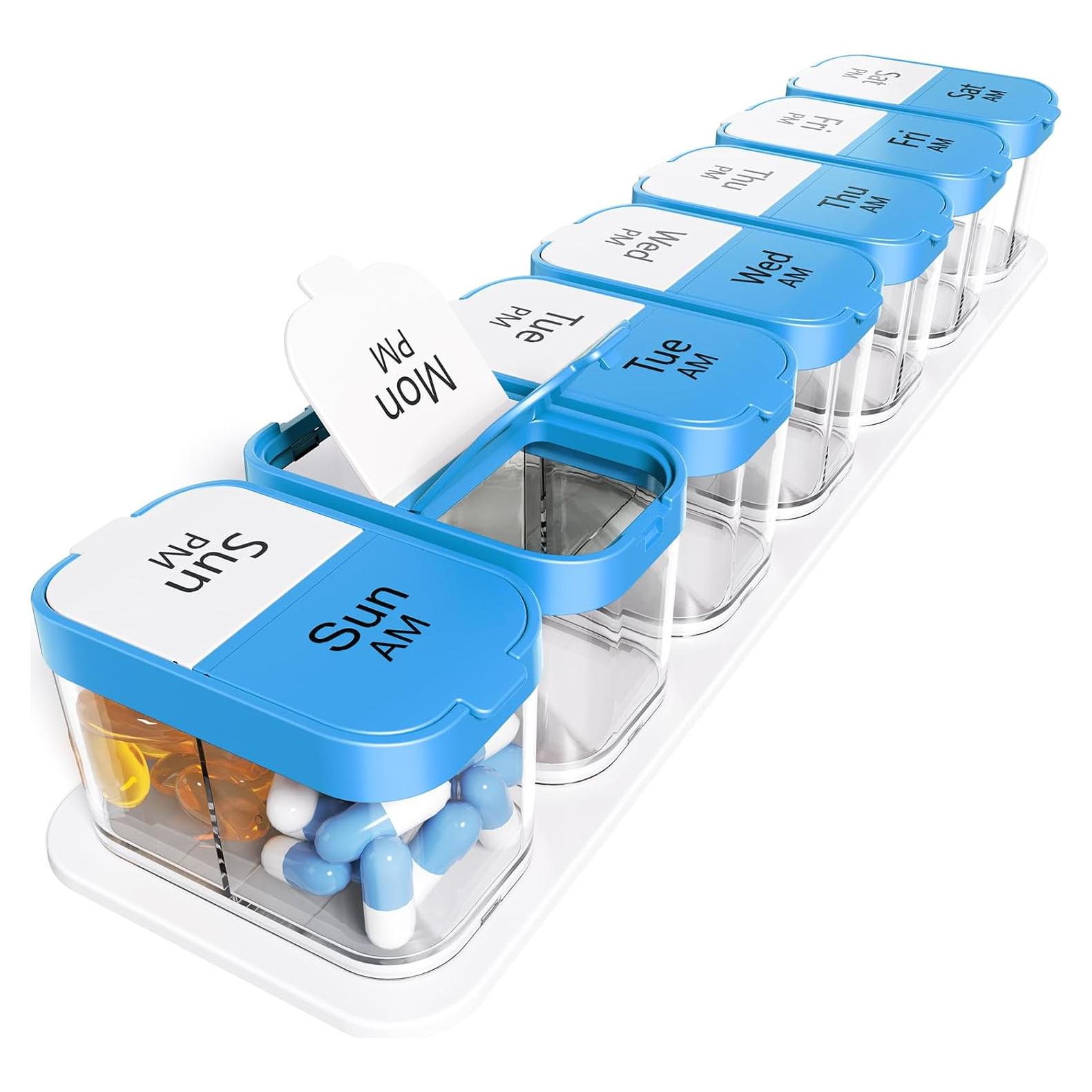 Organizador de Pastillas Semanal XL Odaro 7 Días AM PM Azul