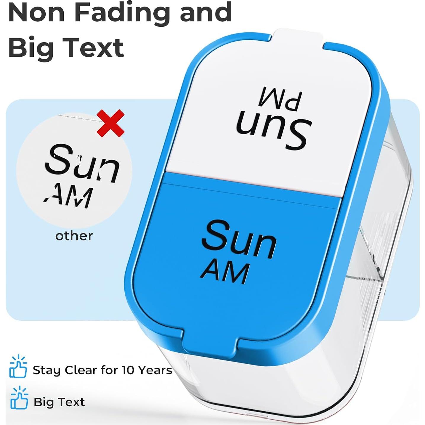 Organizador de Pastillas Semanal XL Odaro 7 Días AM PM Azul