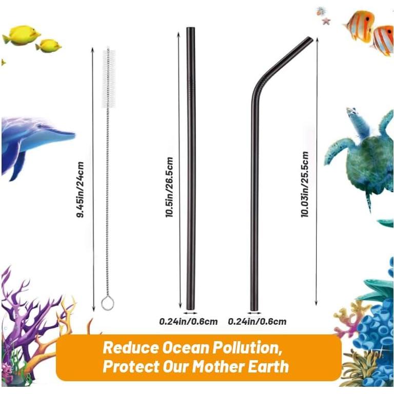 Pajitas de Metal Reutilizables VEHHE 6 Piezas Acero Inoxidable