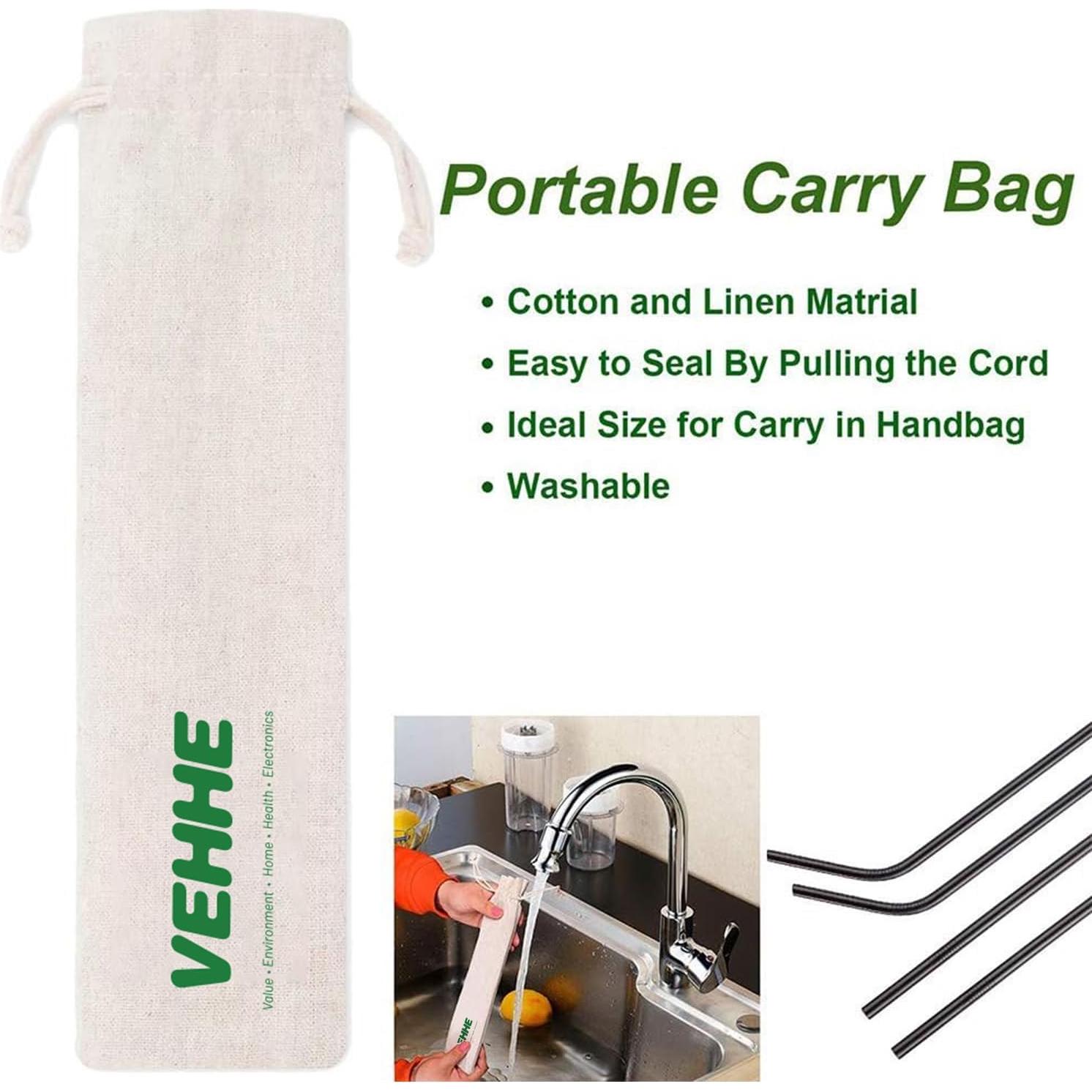 Pajitas de Metal Reutilizables VEHHE 6 Piezas Acero Inoxidable