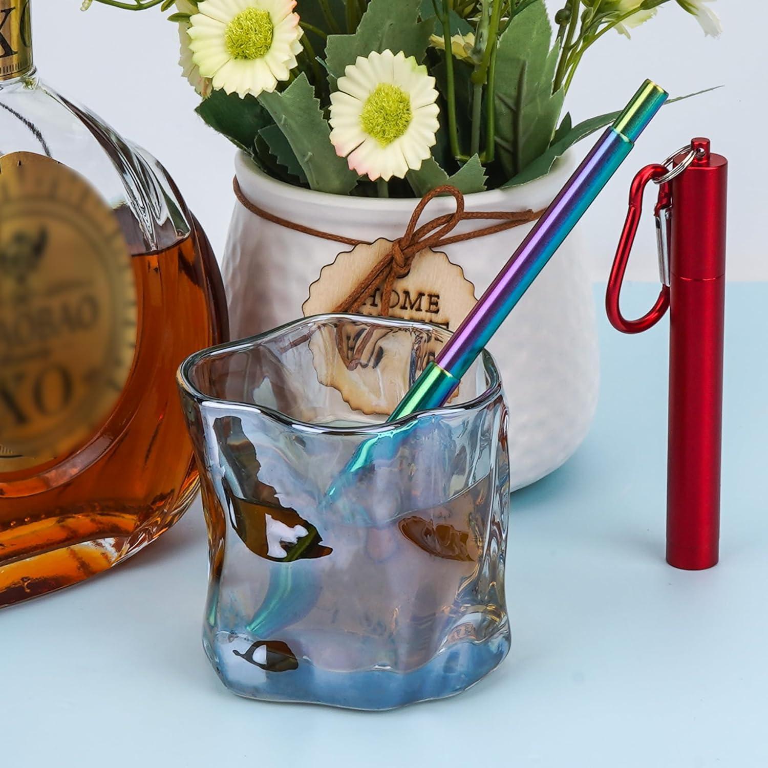 Popote de metal telescópico Biiange rojo con cepillo y estuche