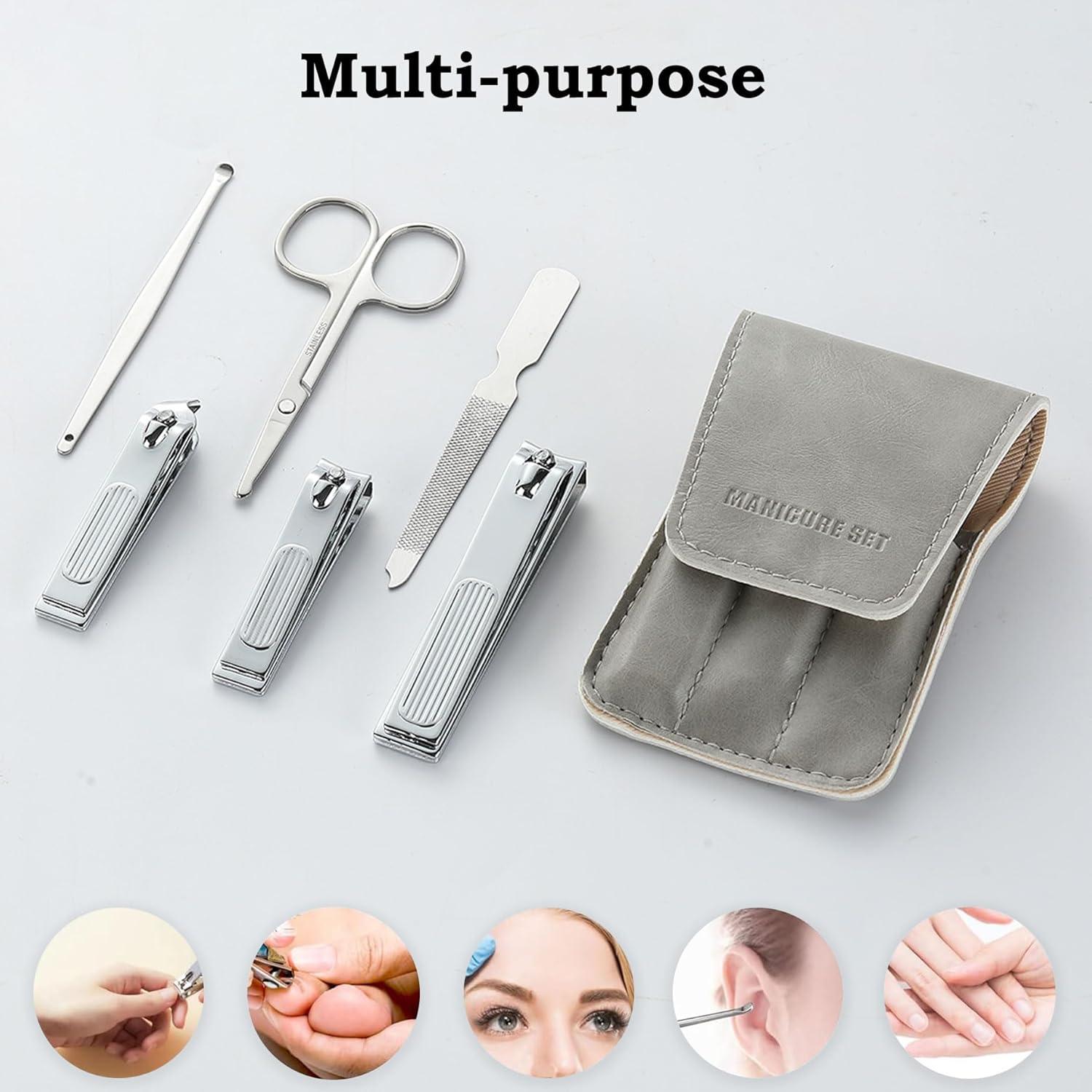 Juego de Cortauñas Atimier 6 Pcs Estuche Gris para Regalo