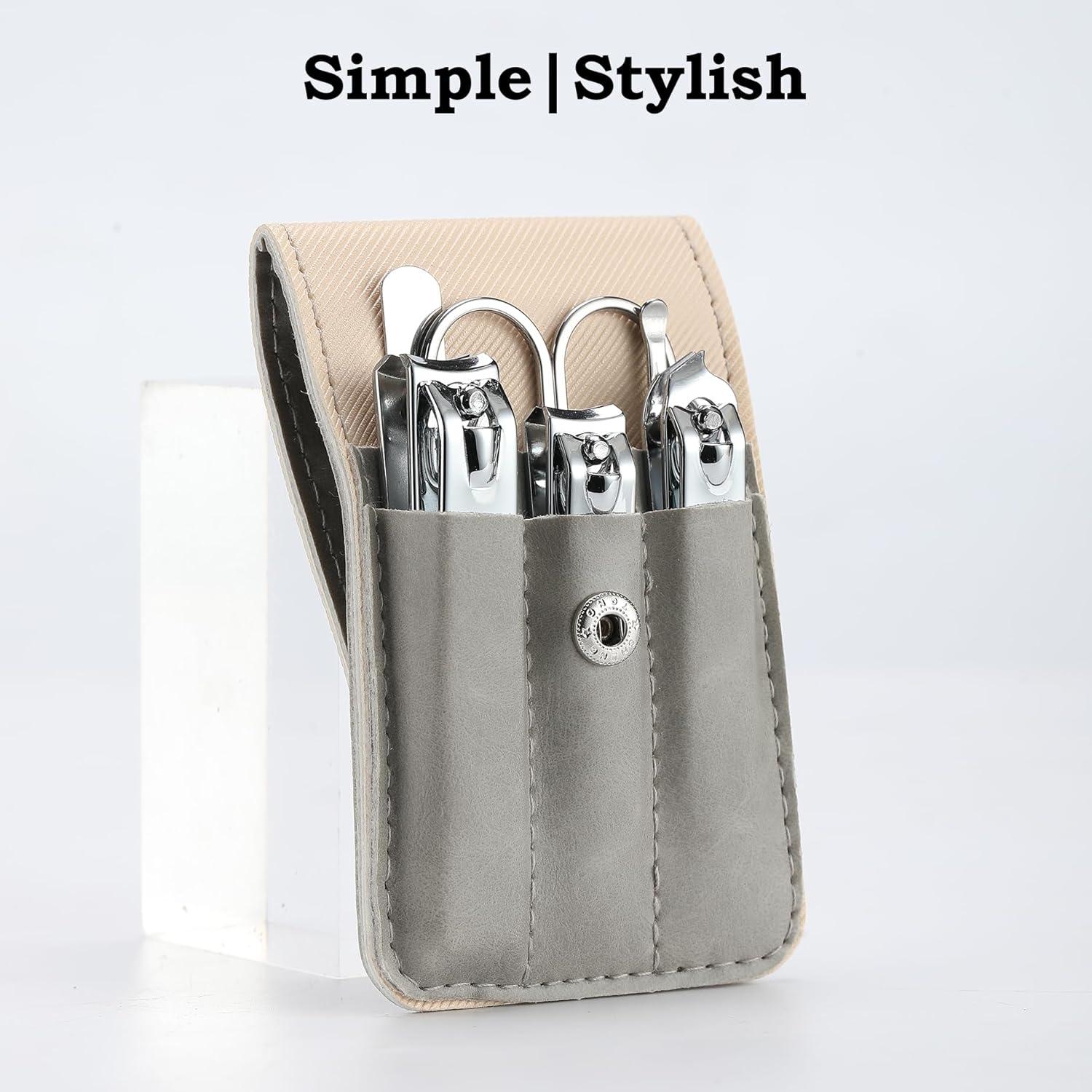 Juego de Cortauñas Atimier 6 Pcs Estuche Gris para Regalo