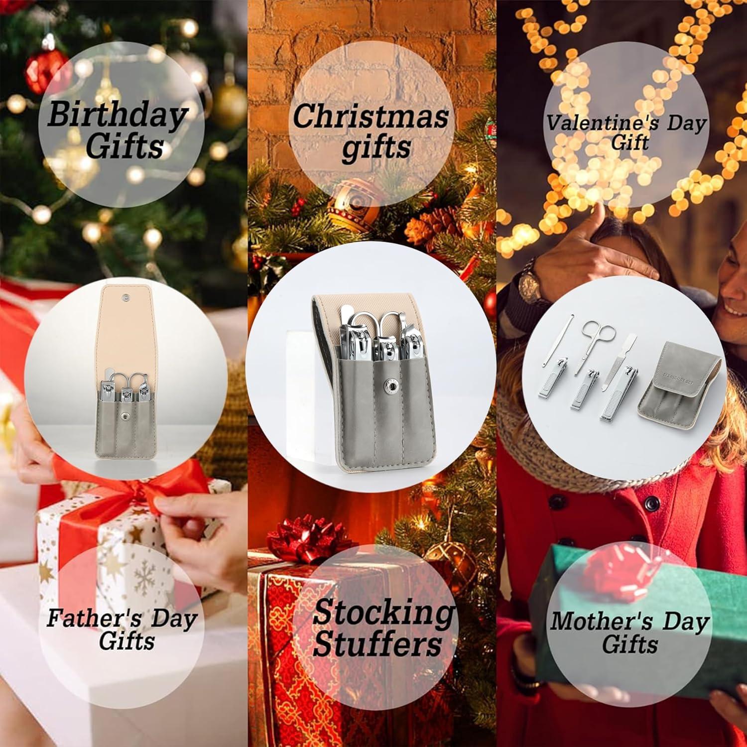 Juego de Cortauñas Atimier 6 Pcs Estuche Gris para Regalo