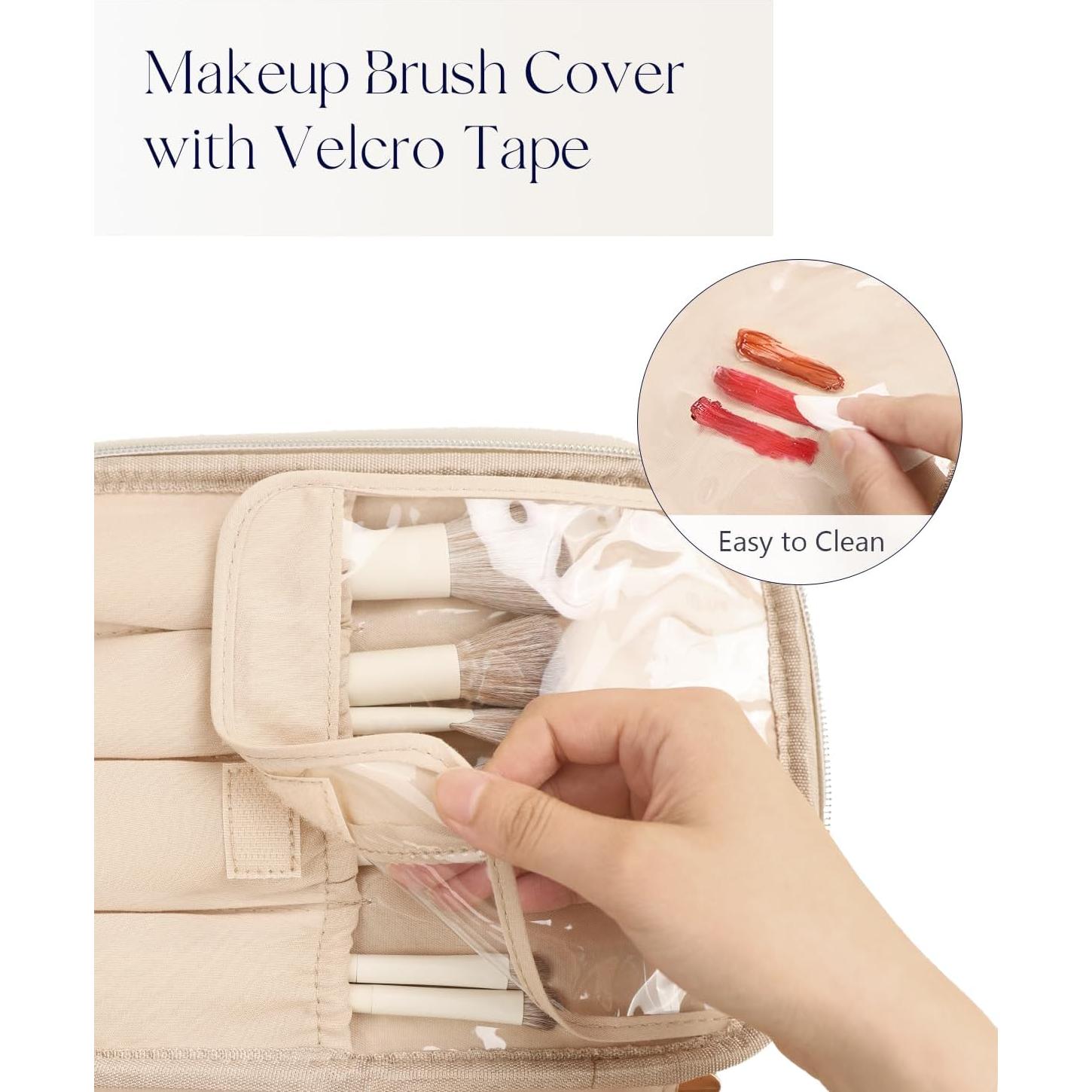 Bolsa de Maquillaje Prite Beige, Organizador Impermeable 24x16cm