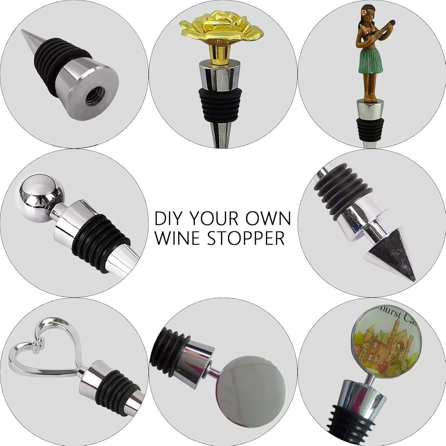 Tapones de Vino Reutilizables Tengfy Plateados - 5 Piezas