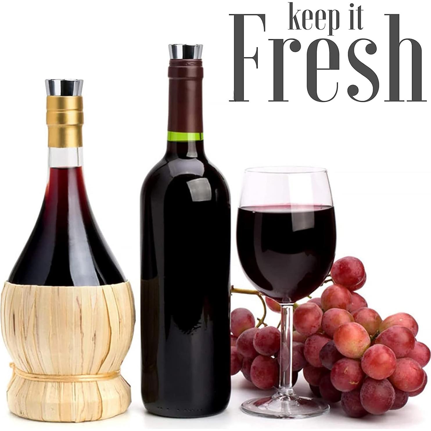 Tapones de Vino Reutilizables Tengfy Plateados - 5 Piezas