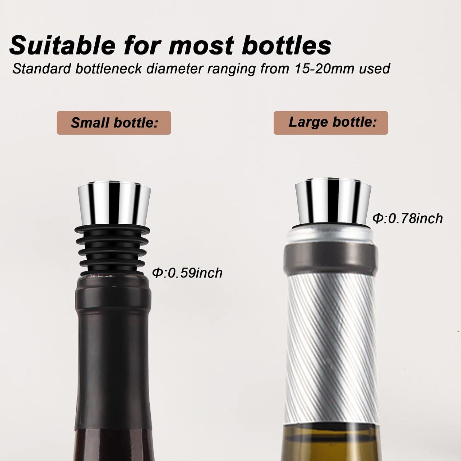 Tapones de Vino Reutilizables Tengfy Plateados - 5 Piezas