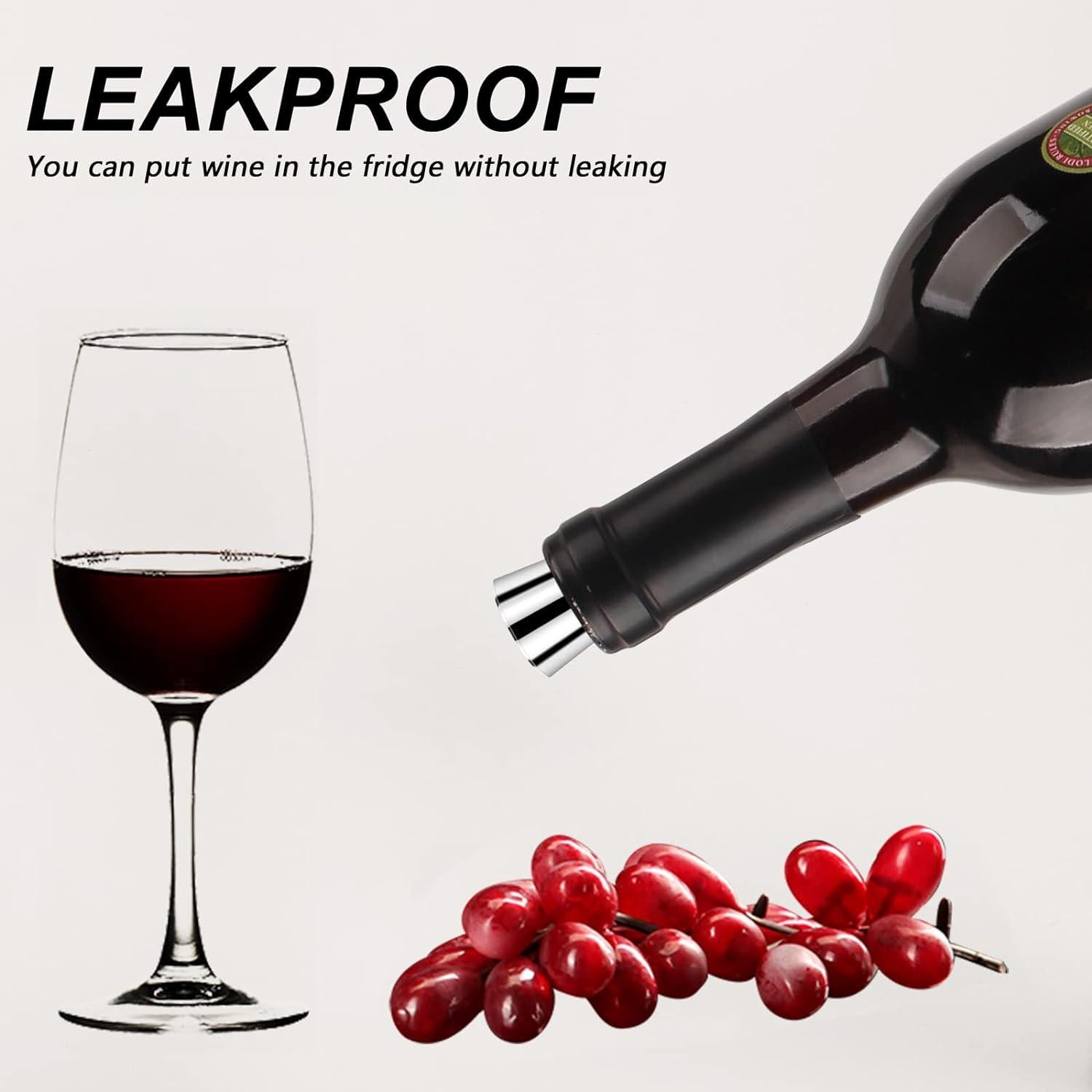 Tapones de Vino Reutilizables Tengfy Plateados - 5 Piezas