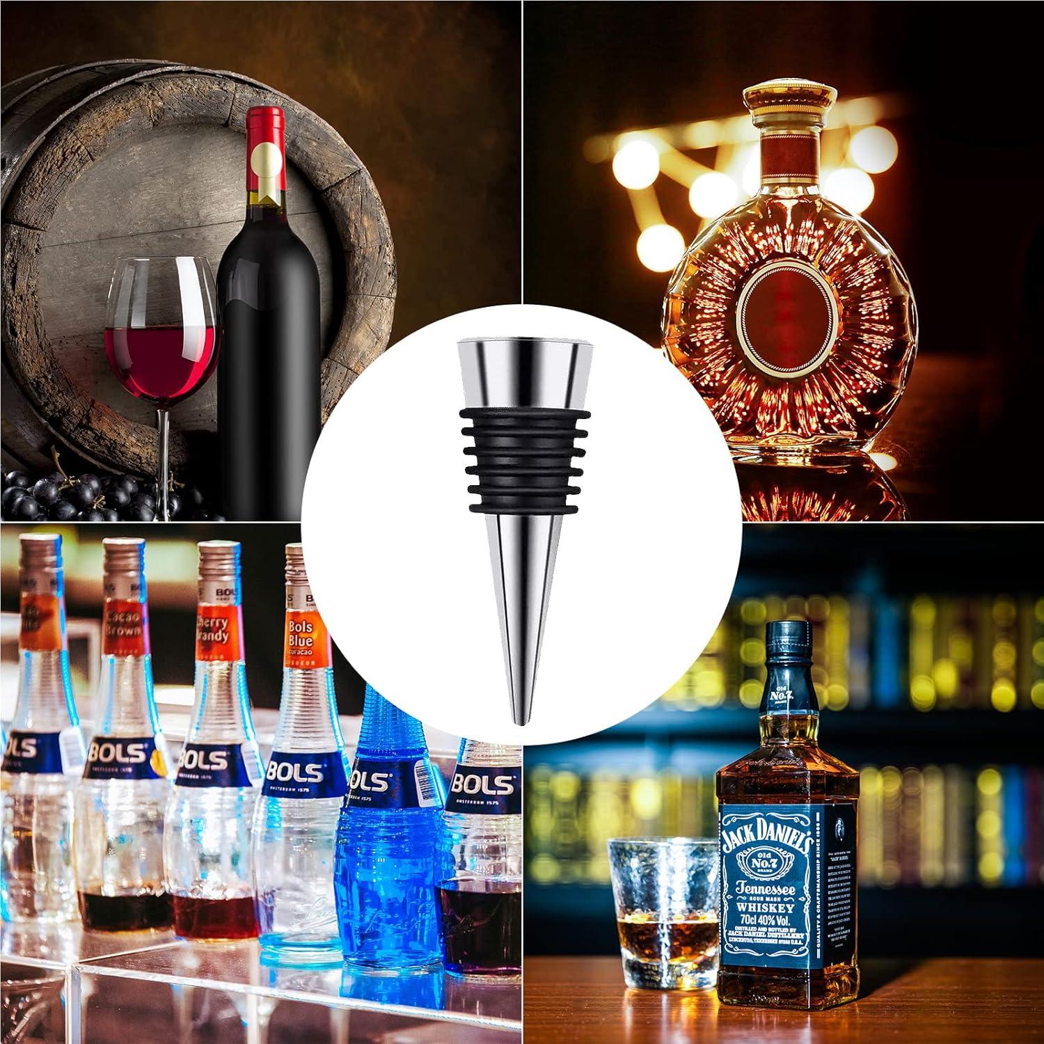 Tapones de Vino Reutilizables Tengfy Plateados - 5 Piezas