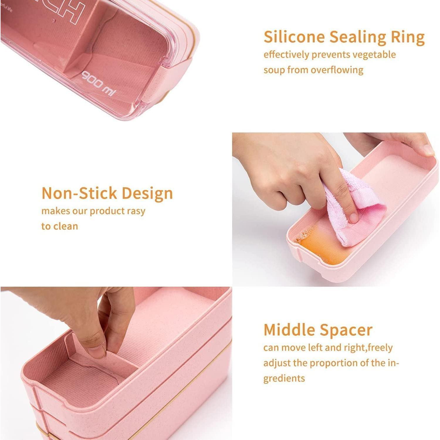 Caja de Almuerzo Bento Rarapop Beige 1100ml 3 Compartimentos