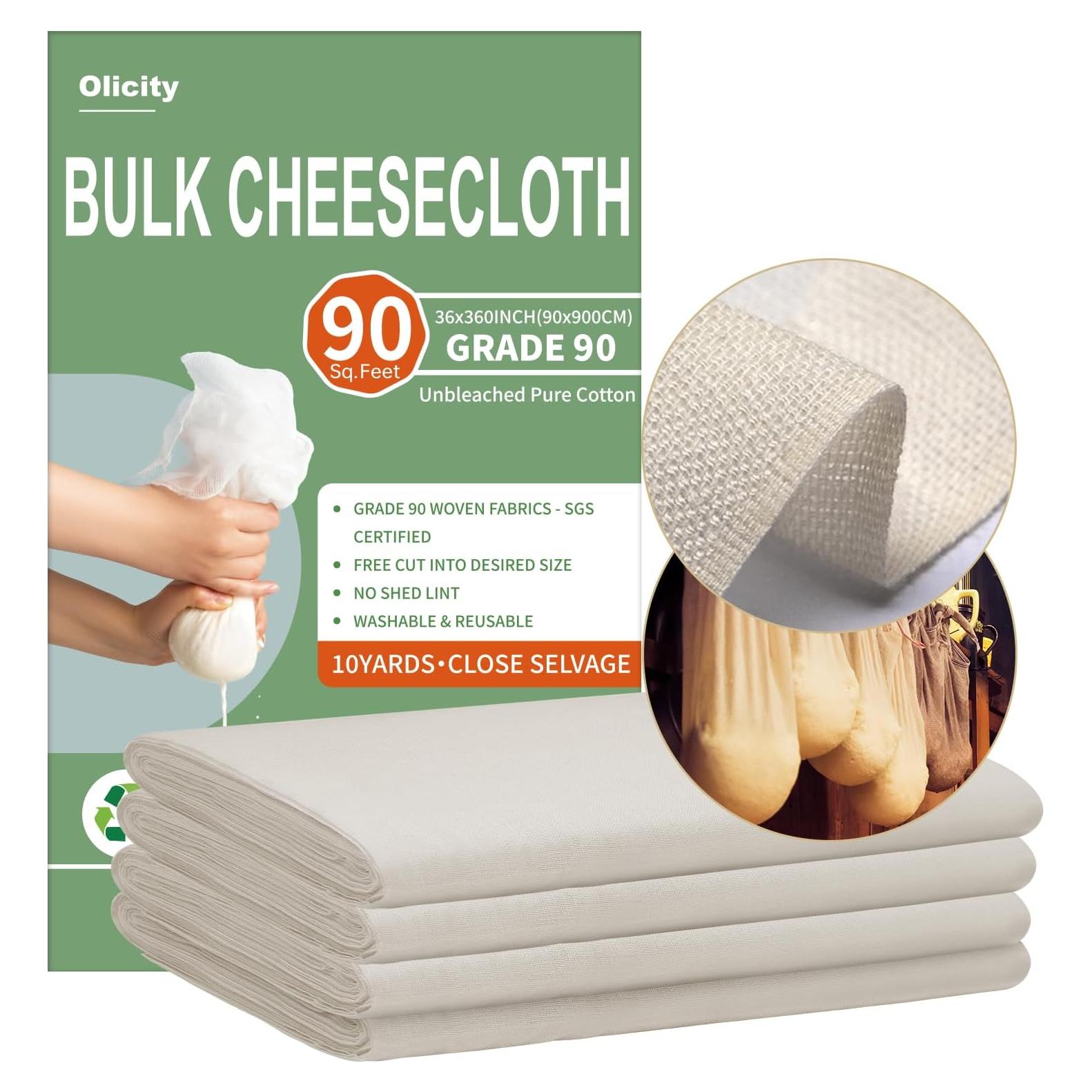 Paño de Queso Olicity 9.14m Algodón Orgánico Grado 90