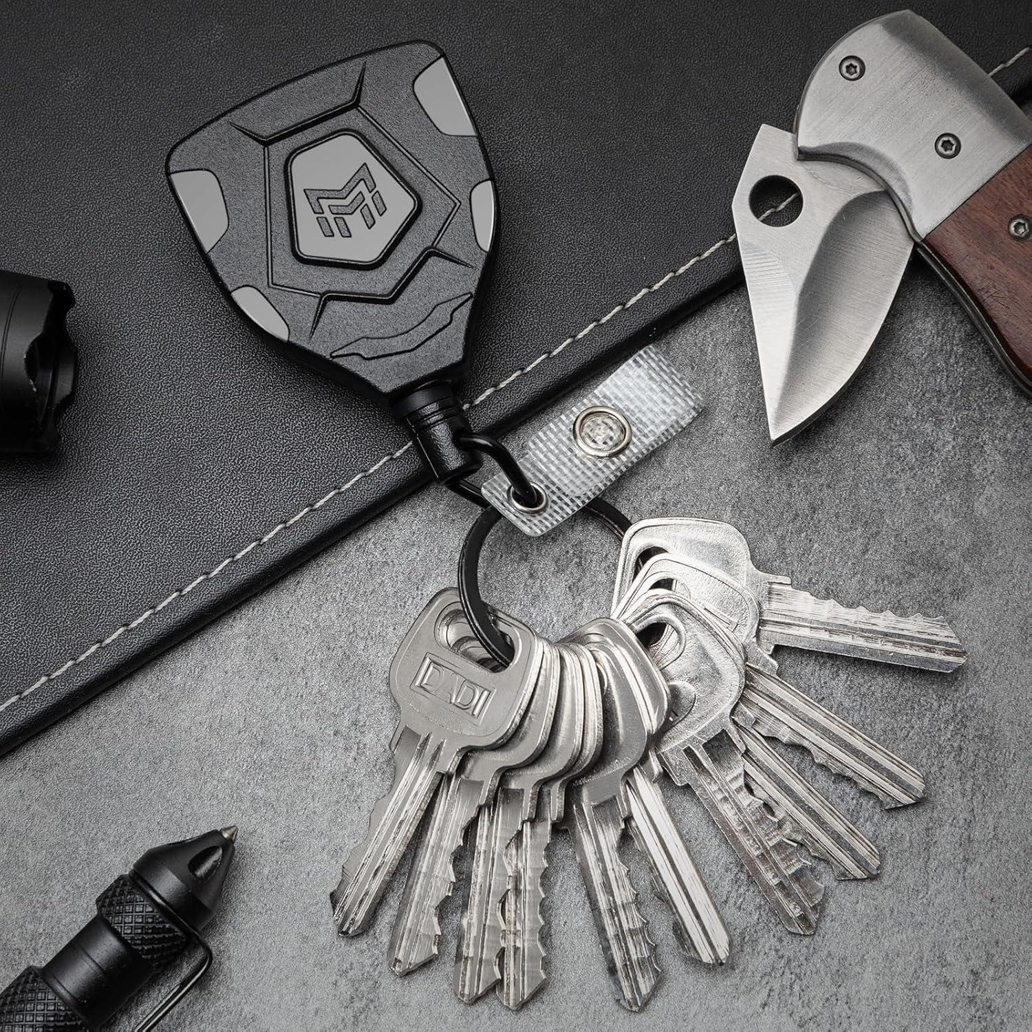 Llavero Retráctil MNGARISTA con Clip y Cable de Acero 80 cm