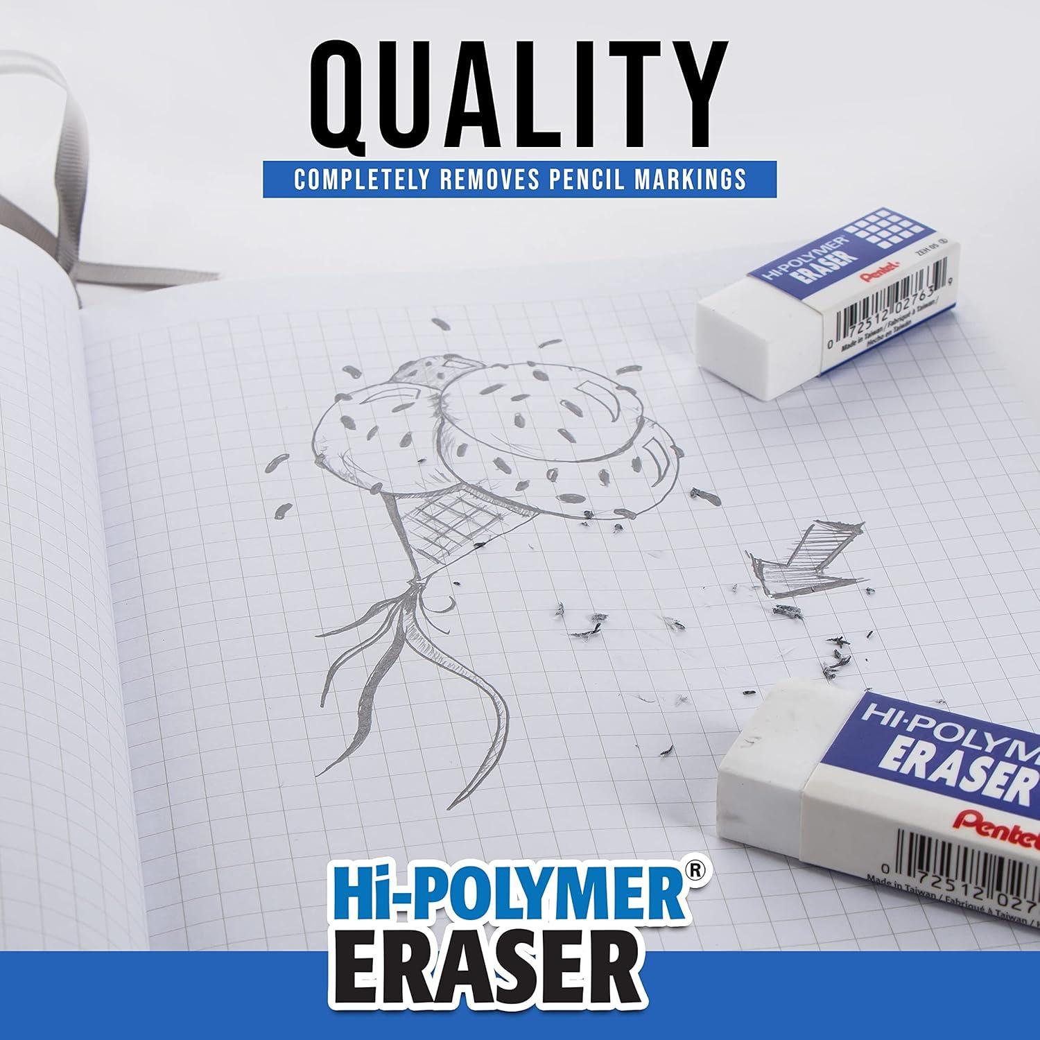 Borrador de Bloque Pentel Hi-Polymer Blanco - Paquete de 4