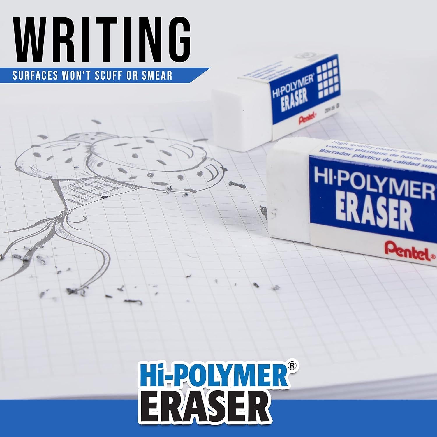Borrador de Bloque Pentel Hi-Polymer Blanco - Paquete de 4