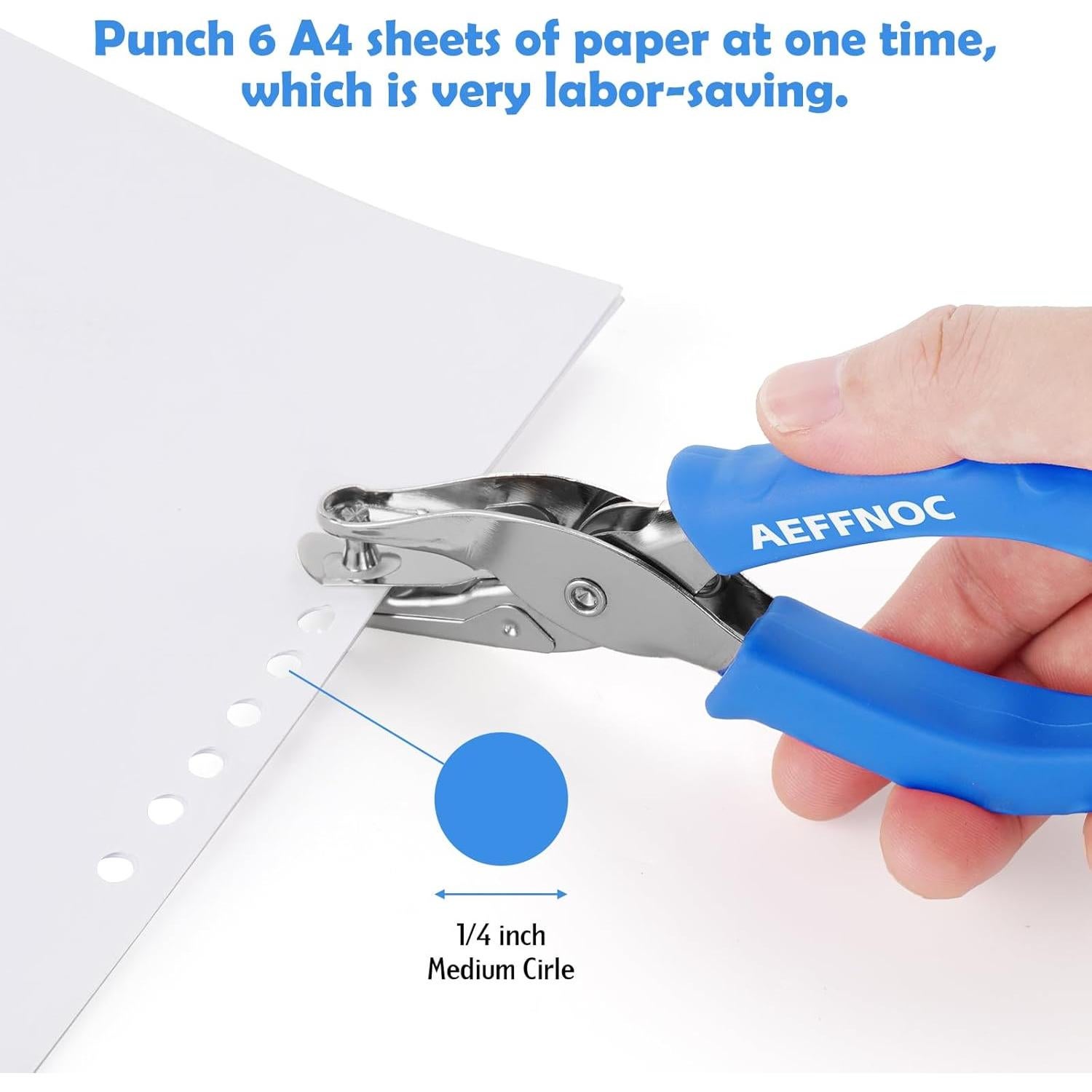 Perforadora de Papel AEFFNOC Azul 1 Orificio 6 Hojas