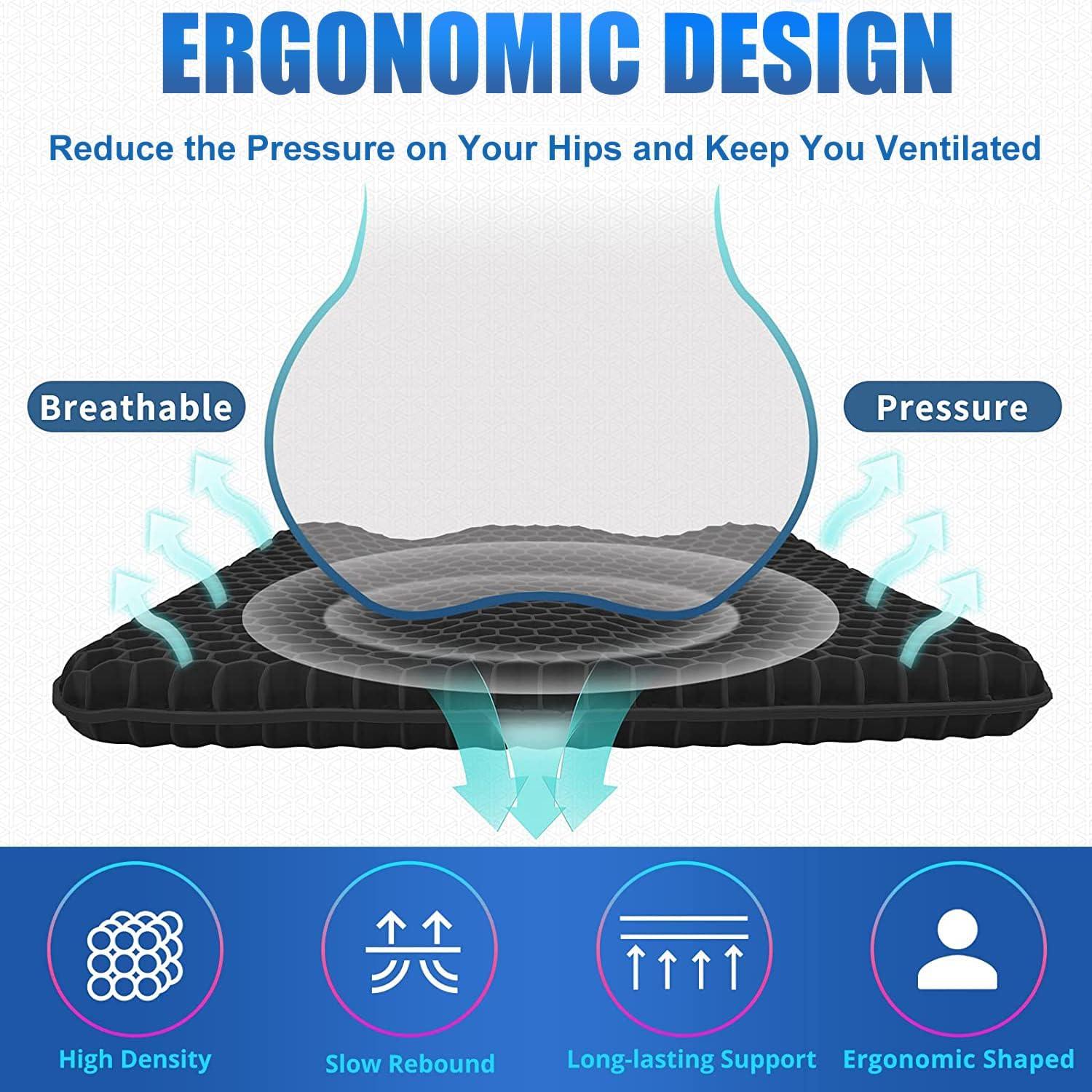 Cojín de Gel Helishy para Silla de Oficina 42x36cm Alivio Dolor