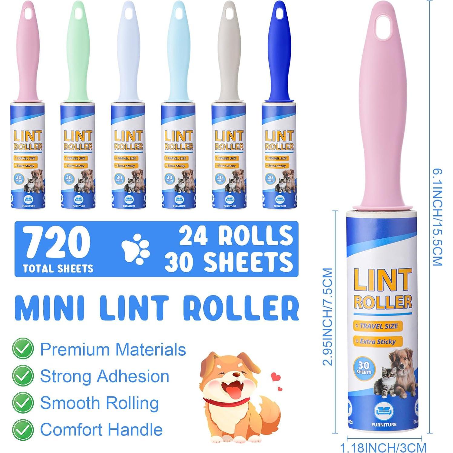 Hushee Mini Rodillo Quitapelusas Portátil 24 Piezas 15.24 cm