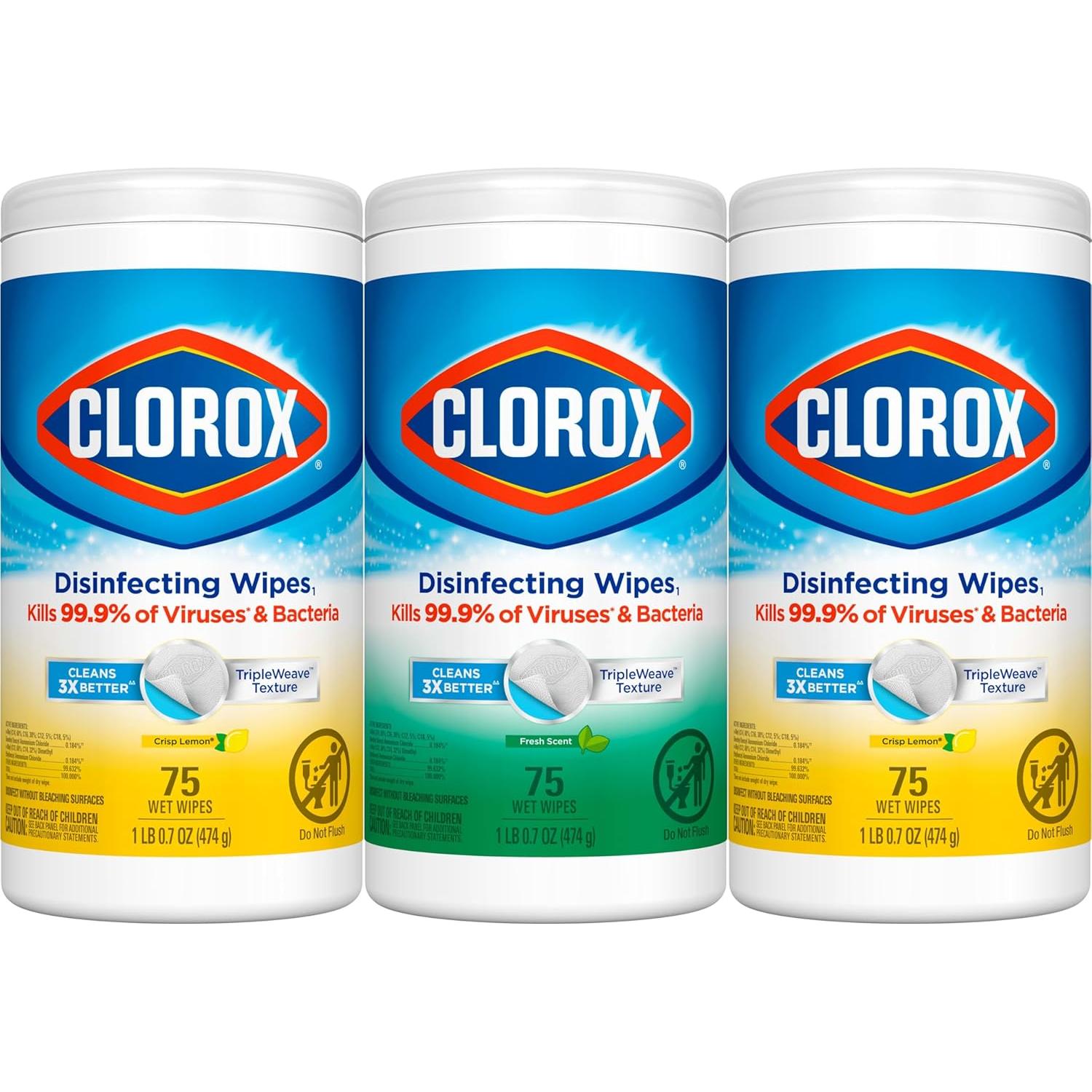 Toallitas Desinfectantes Clorox 75 Conteo x3 - Limpieza Efectiva