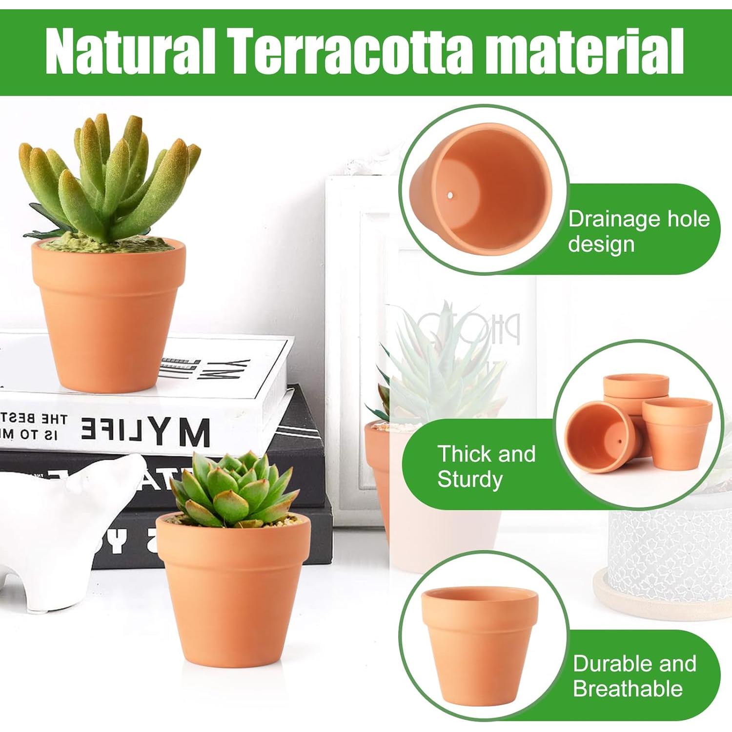 Macetas de Terracota Baxrou, Paquete de 24 Mini 8 cm