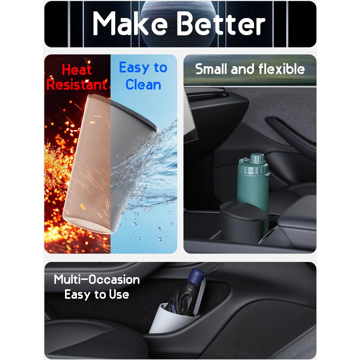 Bote de Basura para Auto BMZX Negro 425g Soporte para Vaso