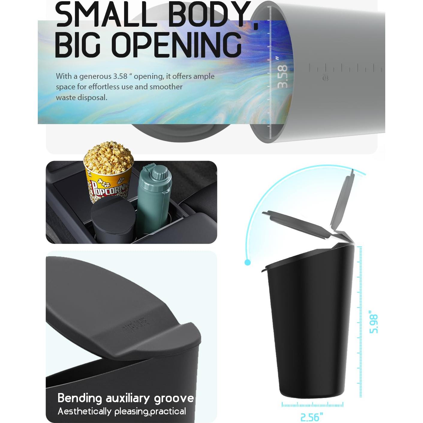 Bote de Basura para Auto BMZX Negro 425g Soporte para Vaso