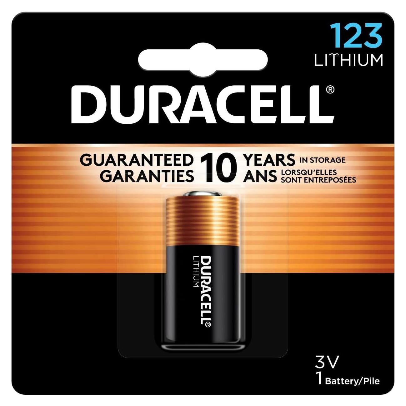 Batería de Litio Duracell CR123A 3V, 1 Cuenta, Alta Potencia