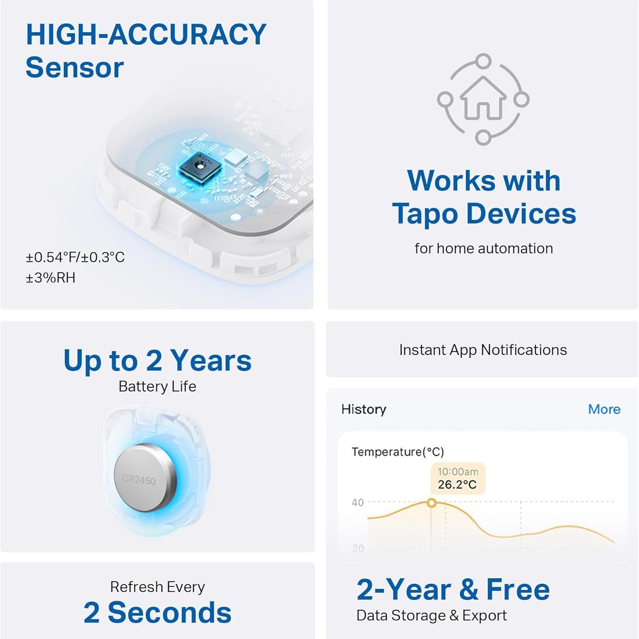 Sensor de Temperatura y Humedad TP-Link Tapo T310, Blanco