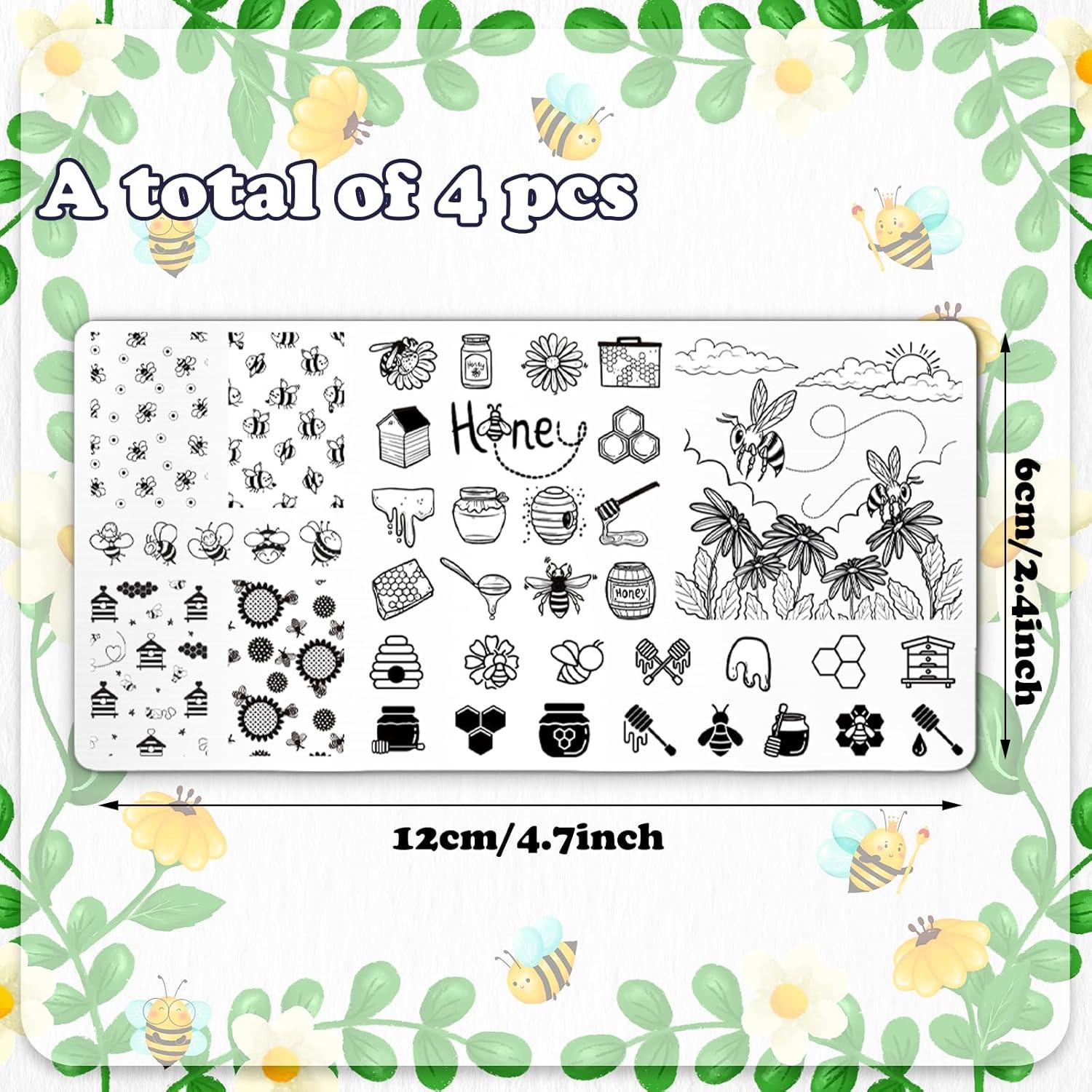 Juego de Placas de Uñas 4 Piezas JarThenaAMCS Abeja