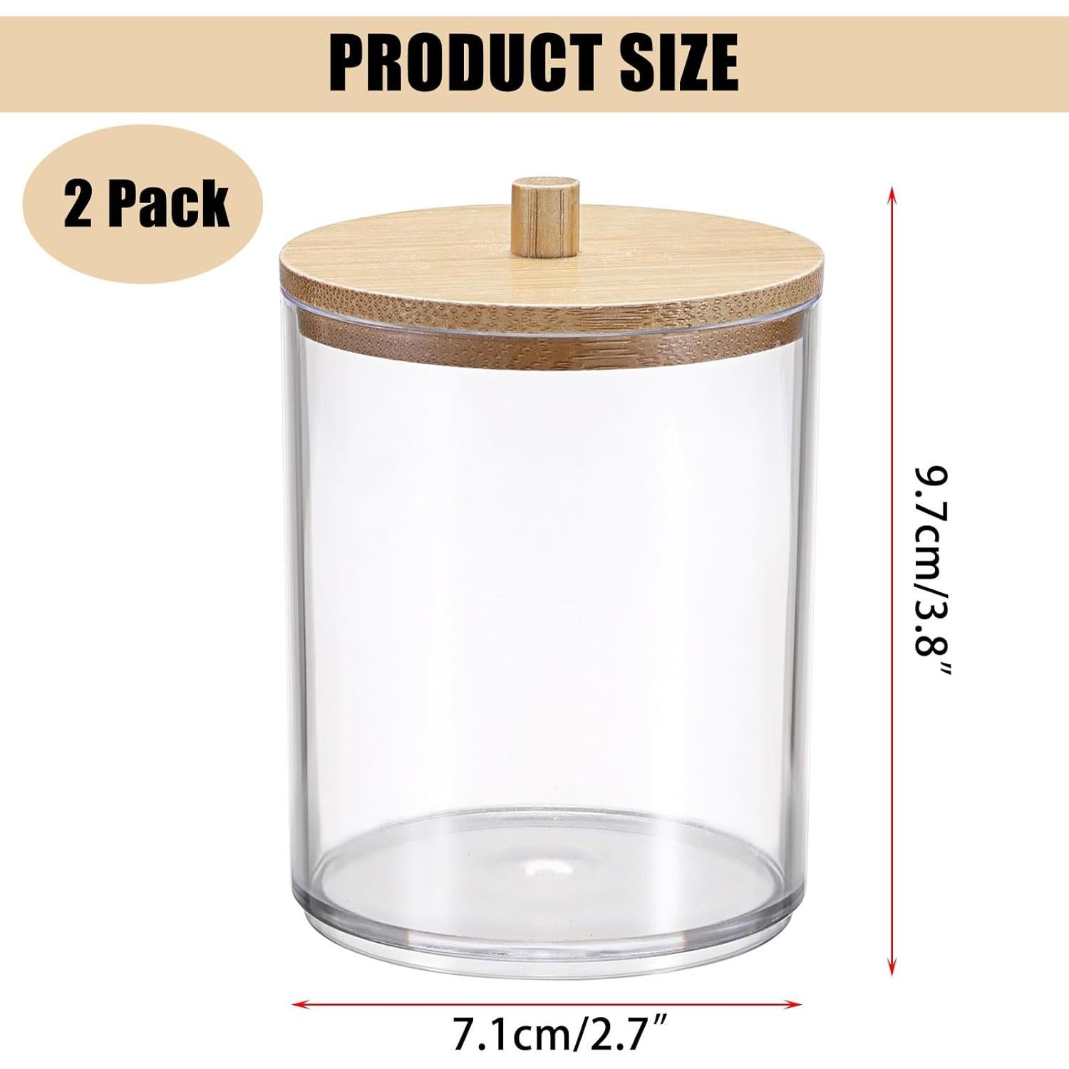 BTSKY Organizador de Clips de Papel Redondo 2 Piezas con Tapa de Bambú