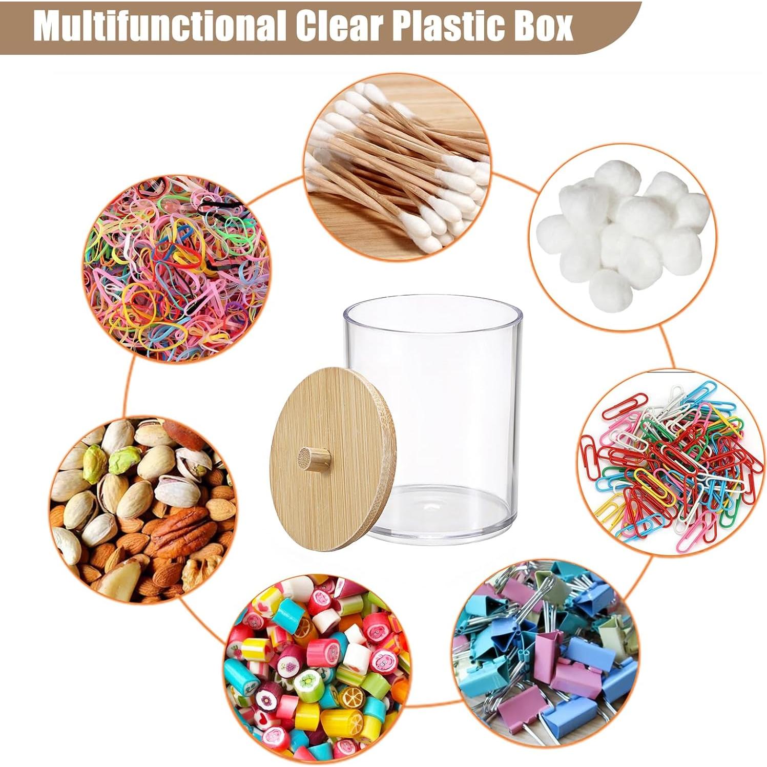 BTSKY Organizador de Clips de Papel Redondo 2 Piezas con Tapa de Bambú