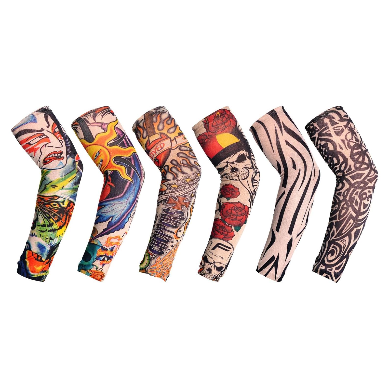 6 Mangas de Tatuaje Temporales Hmxpls - Protección Solar Unisex