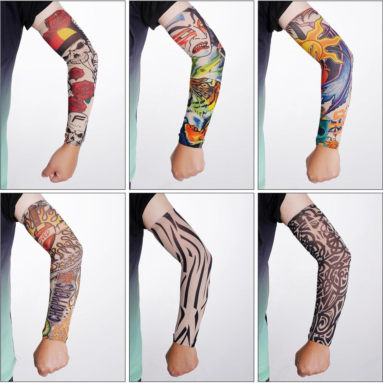 6 Mangas de Tatuaje Temporales Hmxpls - Protección Solar Unisex