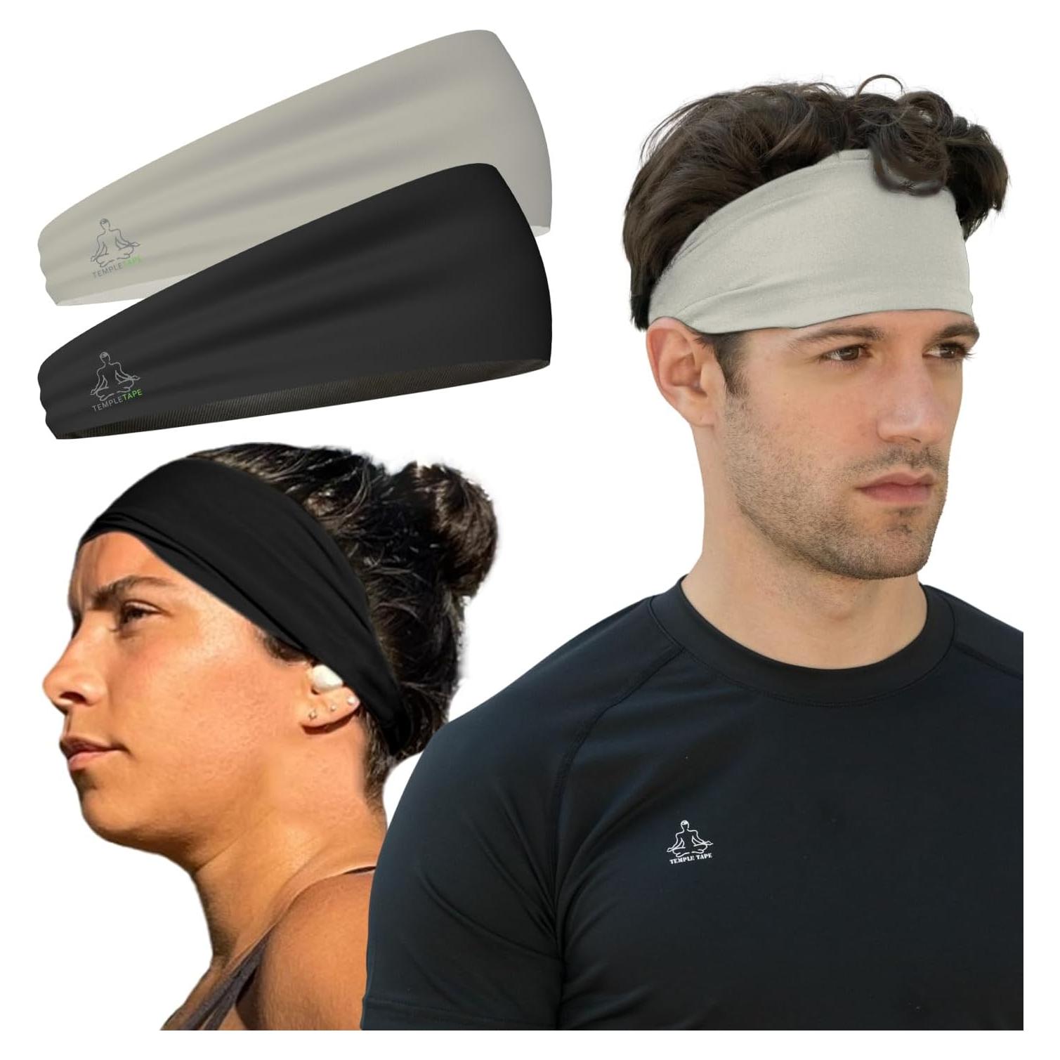 Banda de Sudor Temple Tape Unisex - Paquete de 2, Absorbe Sudor