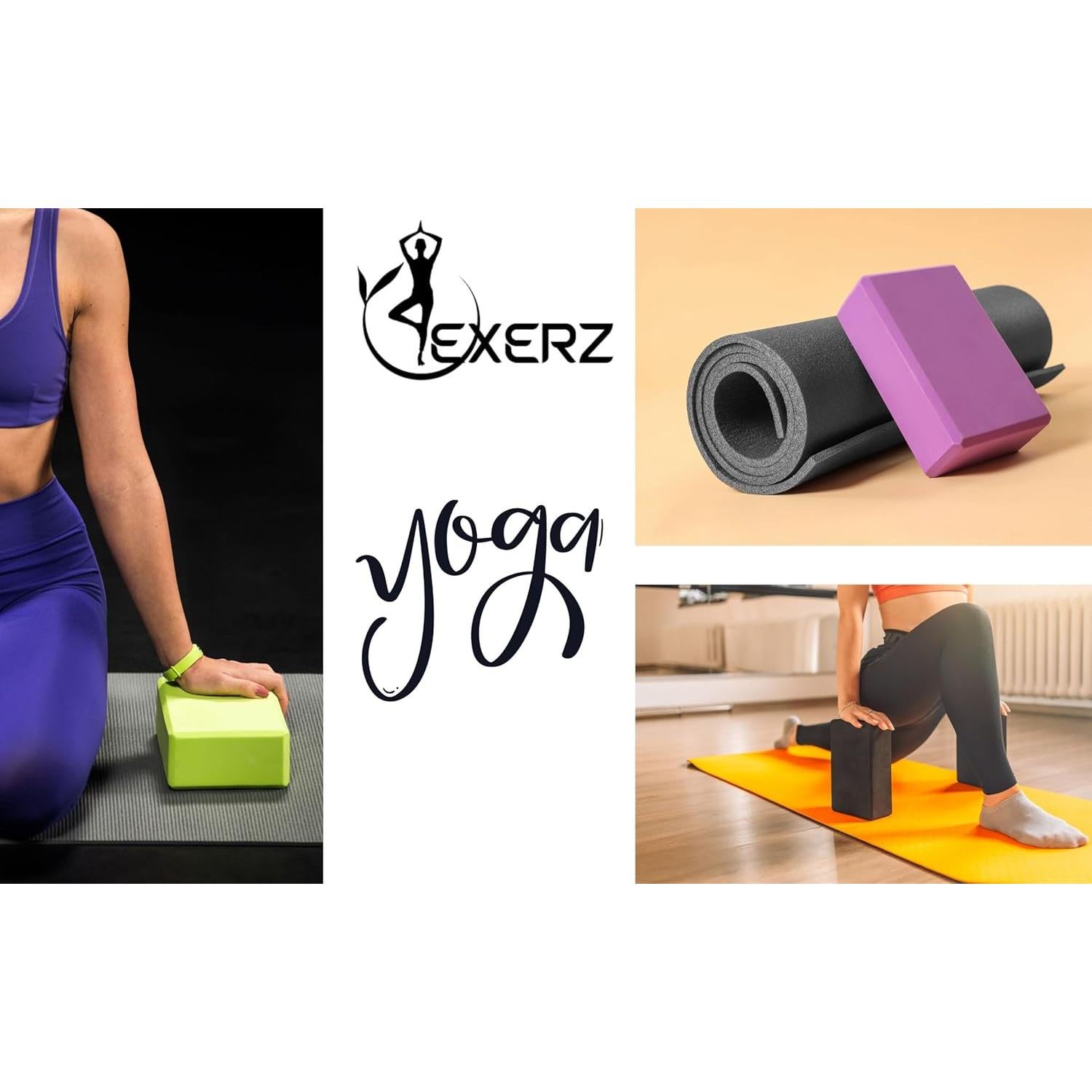 Bloques de Yoga Exerz 2 Pack Antideslizantes 23x15x7.5 cm