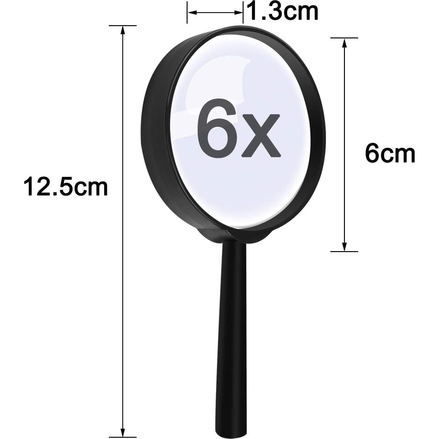 Lupas de Mano Elcoho 12 Piezas 6X Aumento con Bolsa