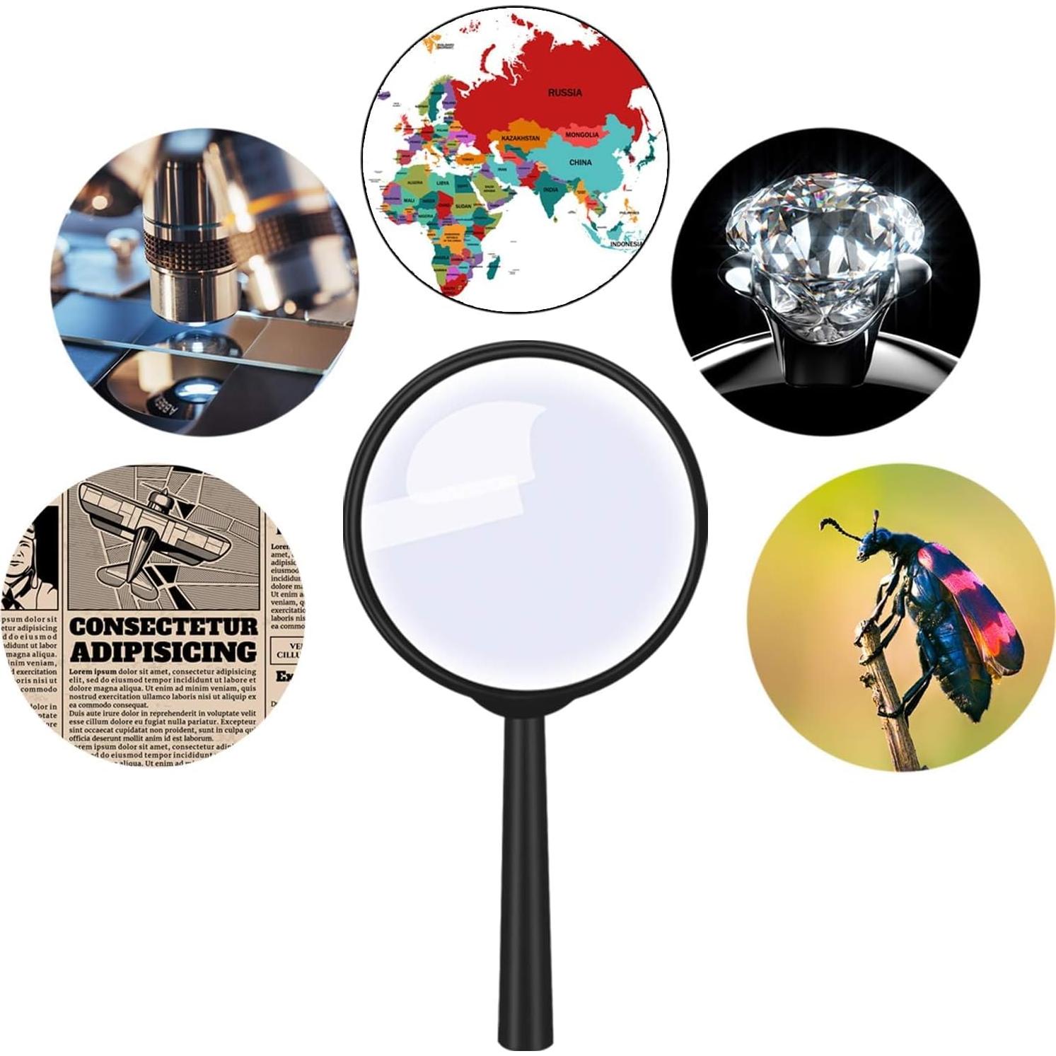 Lupas de Mano Elcoho 12 Piezas 6X Aumento con Bolsa