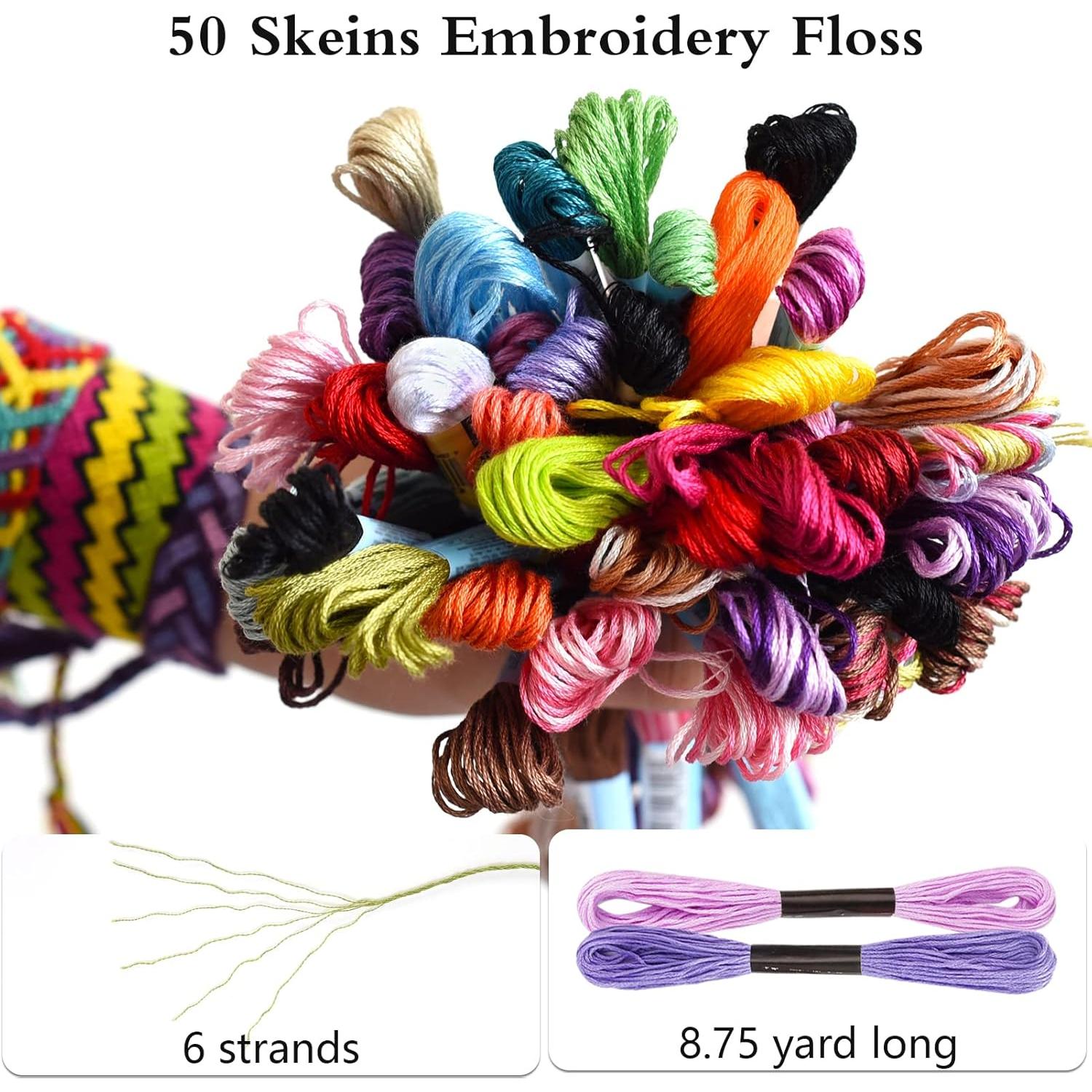 Caydo Kit de Hilo de Bordado 50 Madejas 12 Bobinas 8m