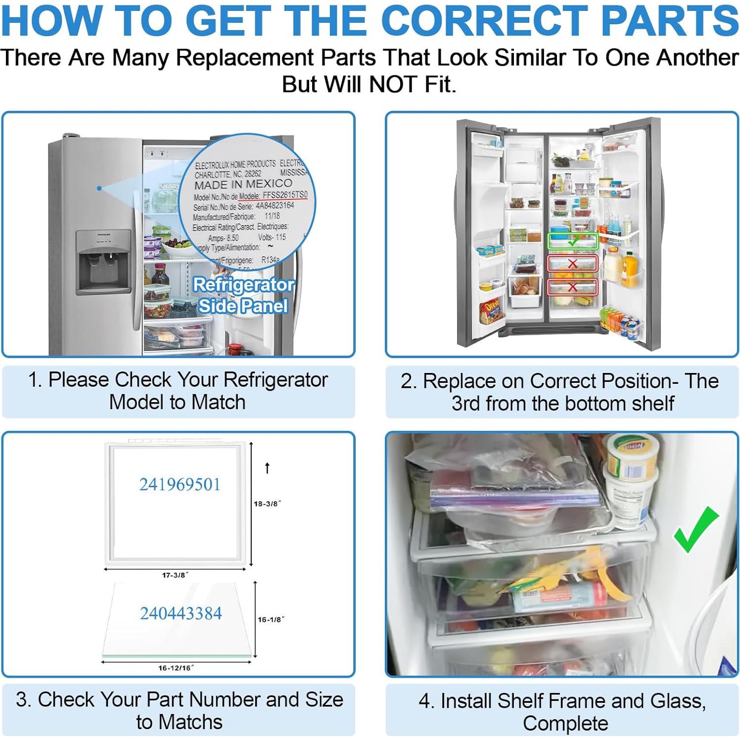 Marco de Estante de Refrigerador Frigidaire 241969501 con Vidrio