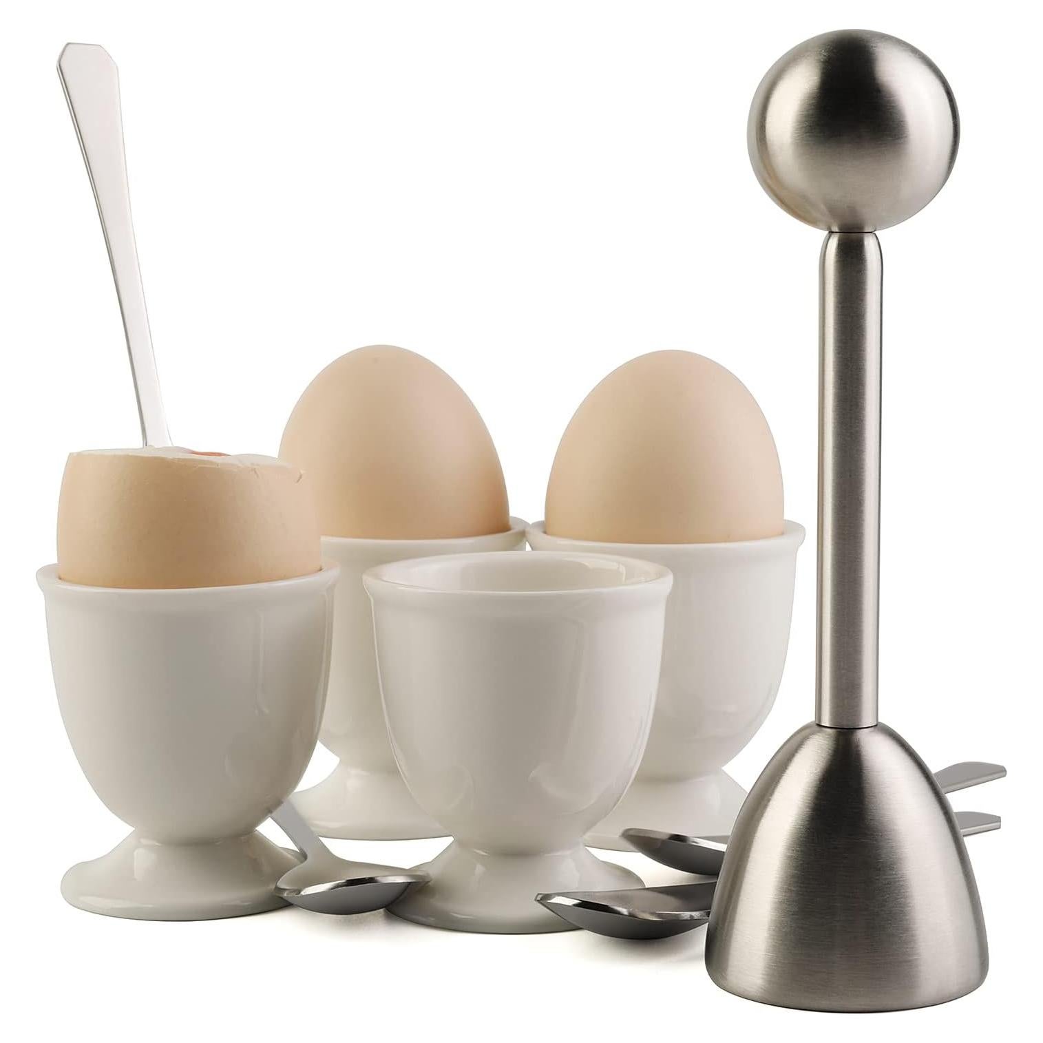 Juego de Cortador de Huevos Forkmannie con 4 Tazas y Cucharas