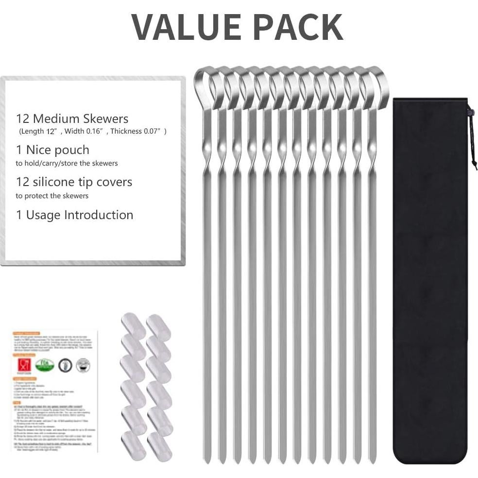 Pinchos de Kabob LANNEY 30.48 cm Acero Inoxidable Reutilizables