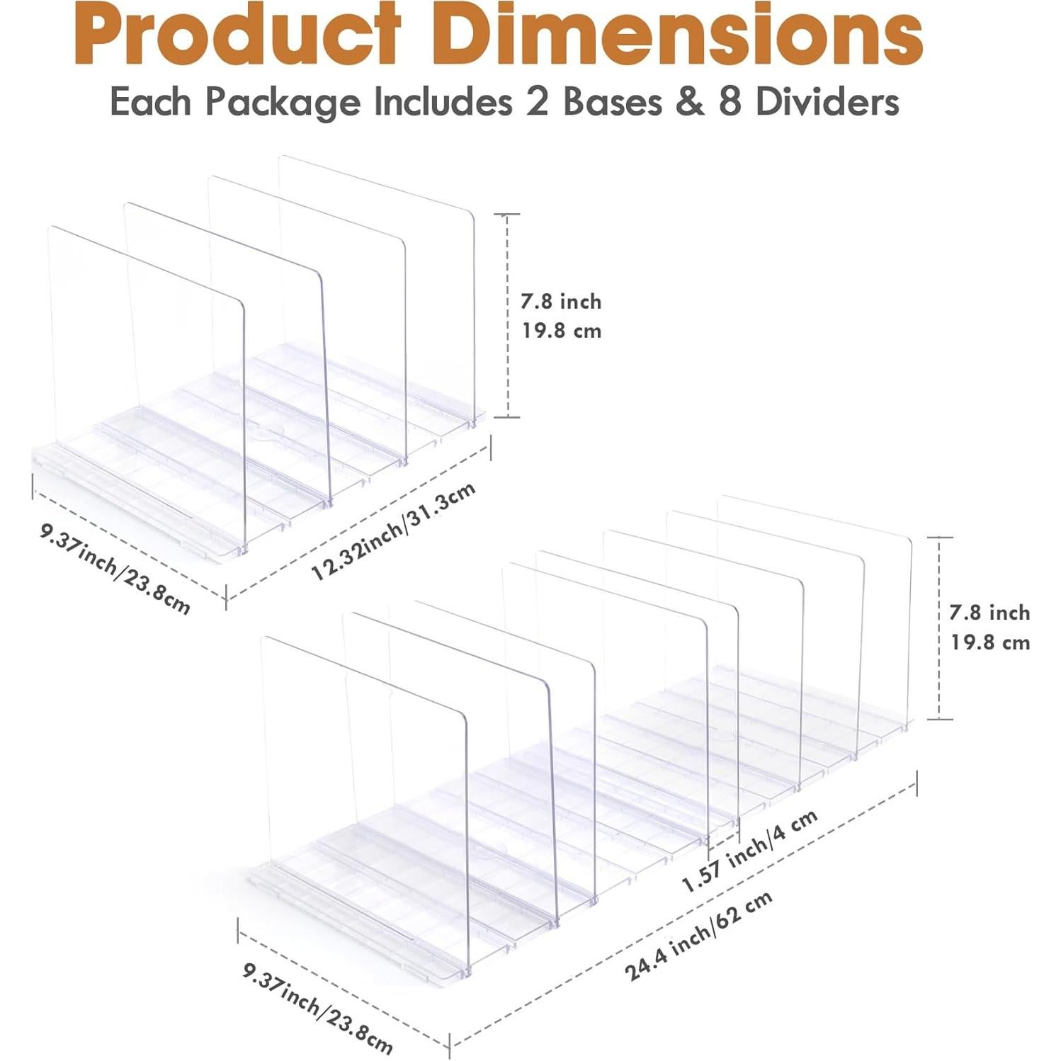 Organizador de Bolsos Acrílico SSAWcasa Ajustable 7 Bolsas