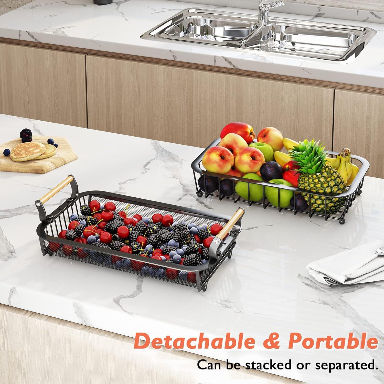 Soporte de Frutas ANTOPY 2 Niveles con Colgadores y Cesta Malla