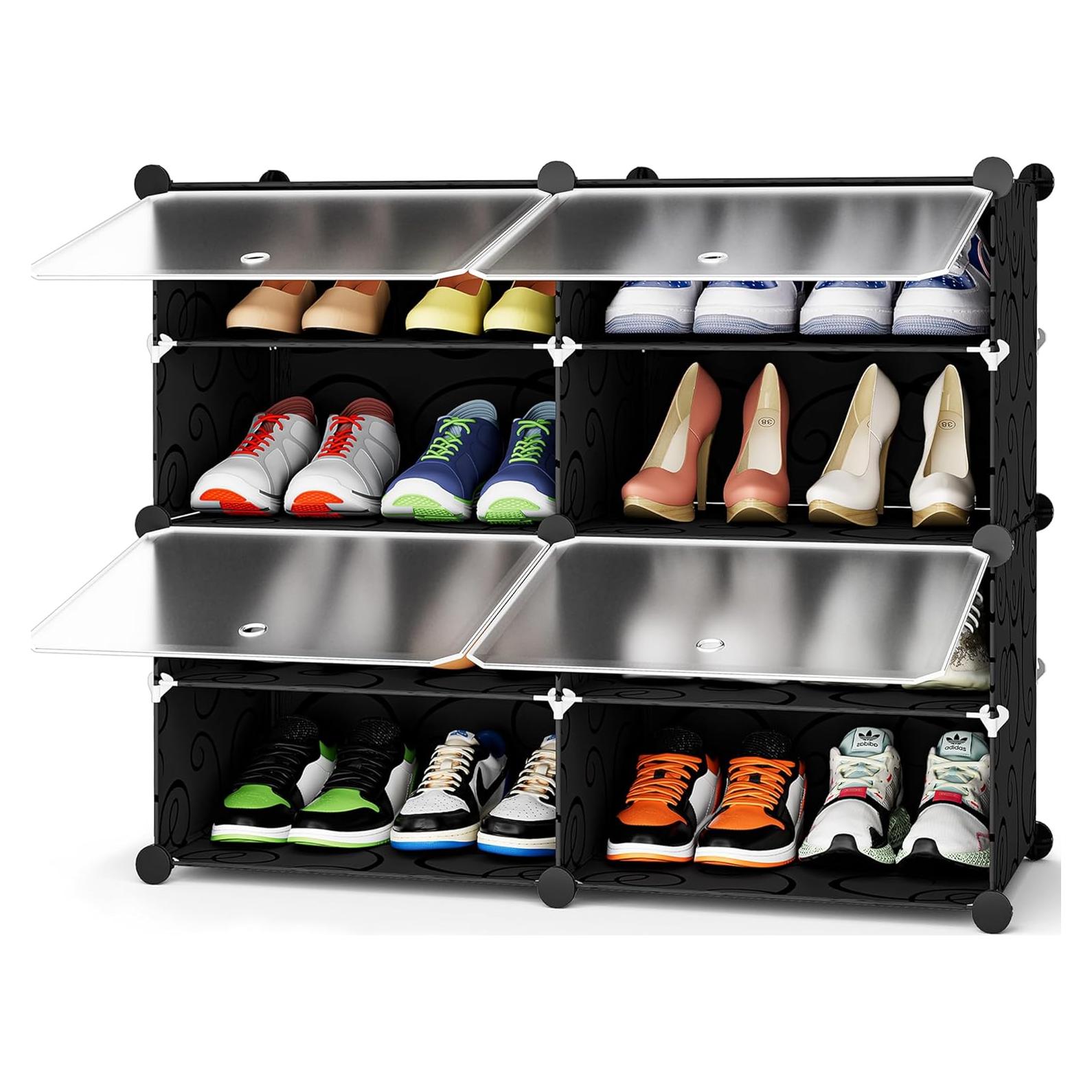 Estante para Zapatos HOMIDEC 4 Niveles Negro para 16 Pares