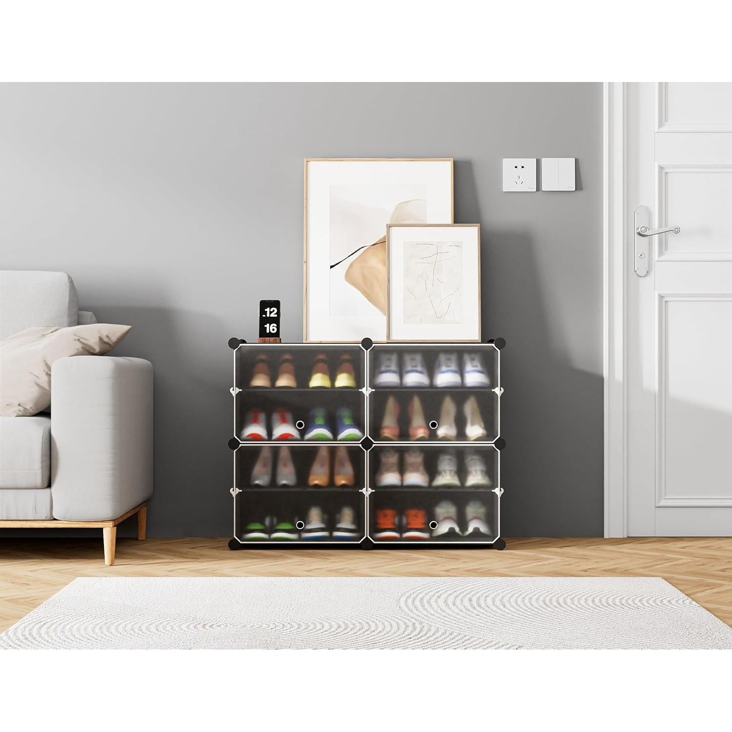 Estante para Zapatos HOMIDEC 4 Niveles Negro para 16 Pares