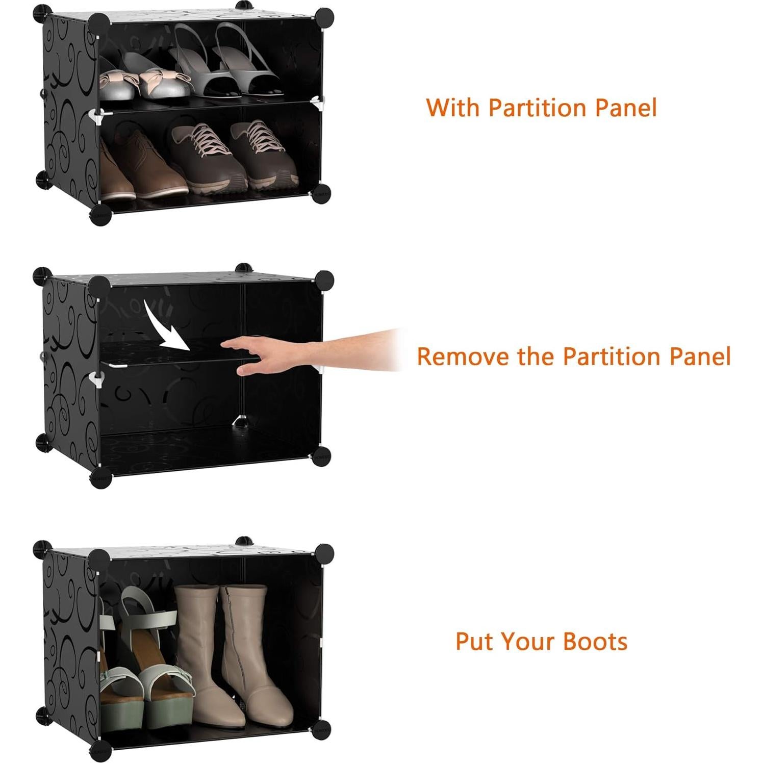 Estante para Zapatos HOMIDEC 4 Niveles Negro para 16 Pares