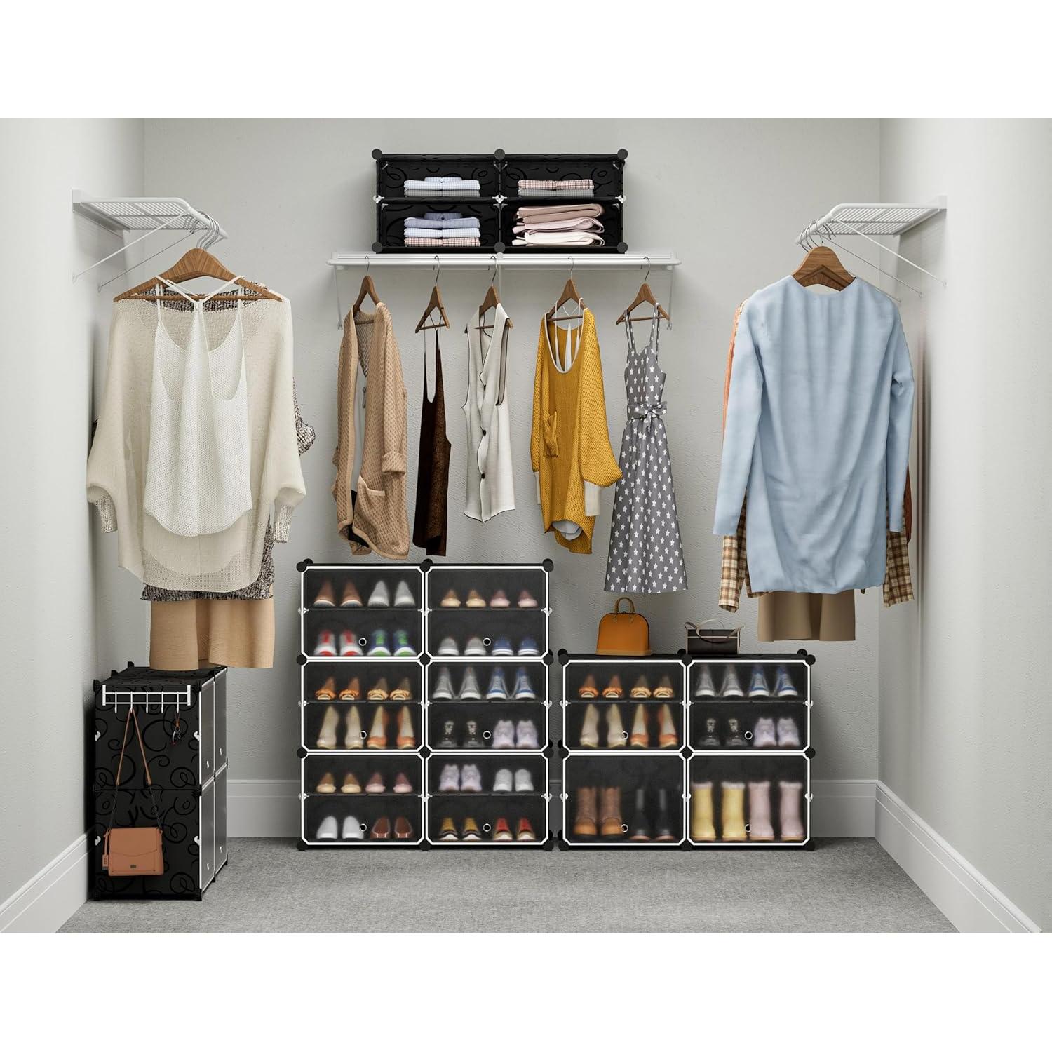 Estante para Zapatos HOMIDEC 4 Niveles Negro para 16 Pares